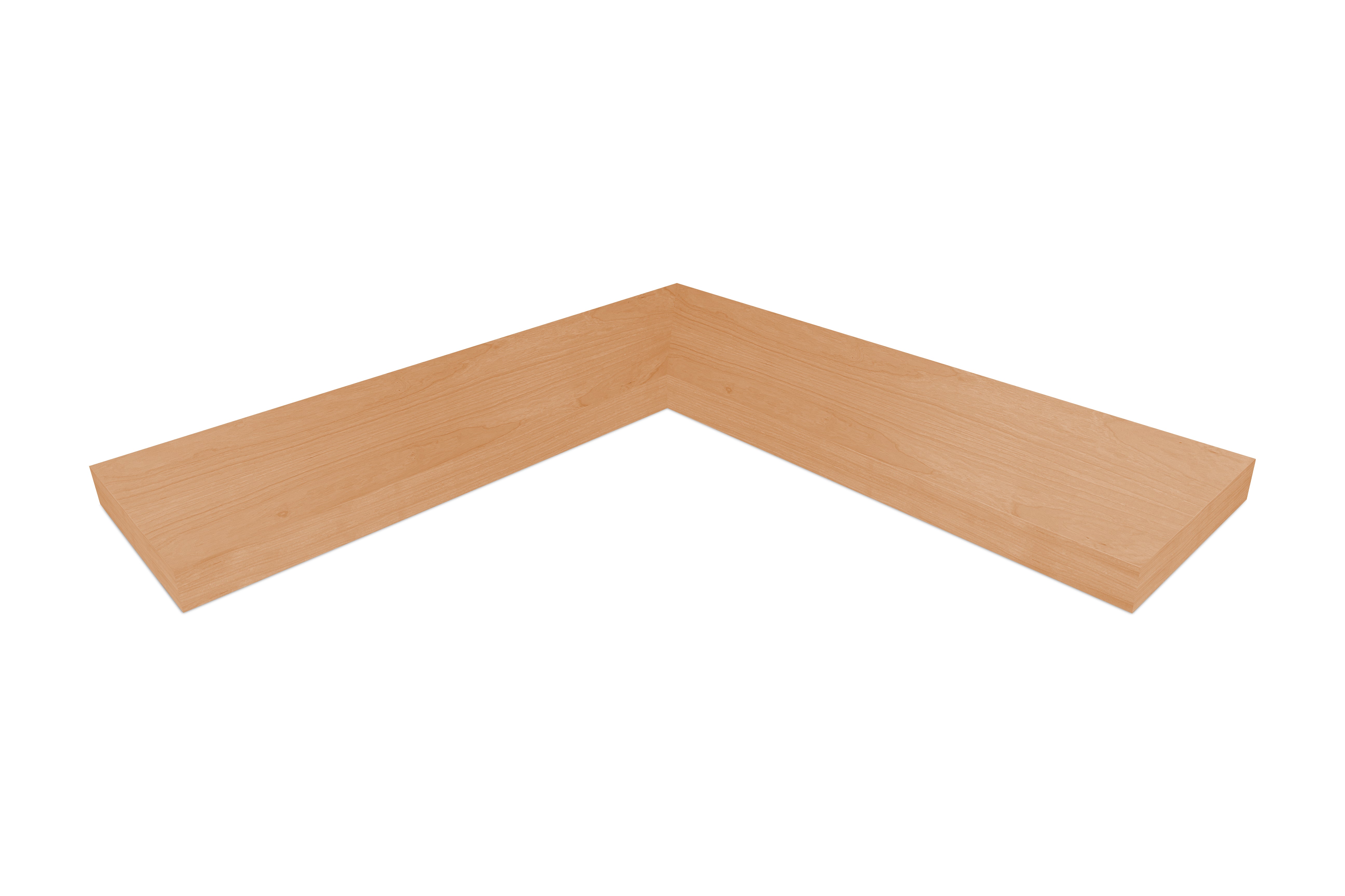 1.75 inch thick Cherry mitered inside corner floating shelf front view
