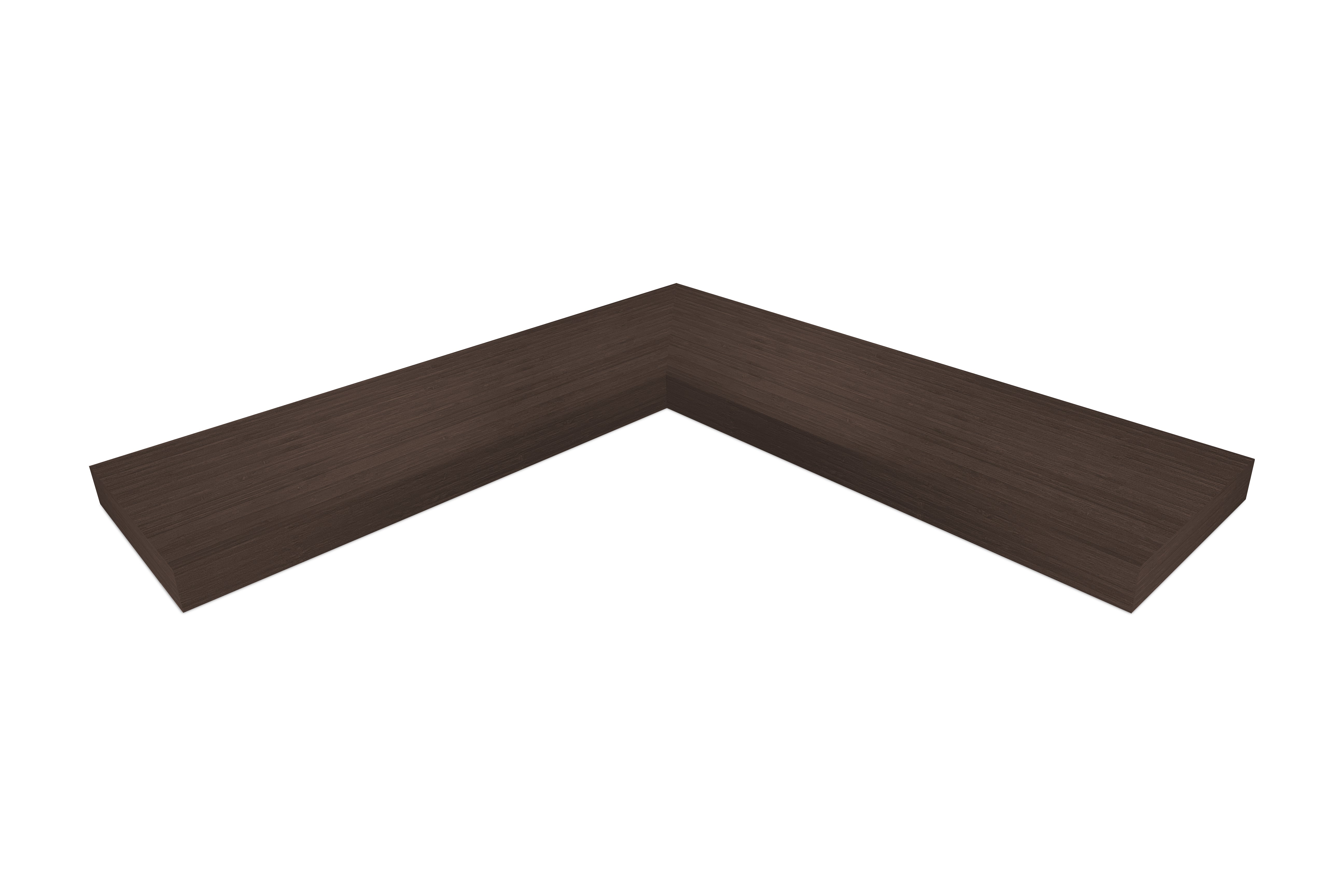 1.75 inch thick Chocolate bamboo mitered inside corner floating shelf front view