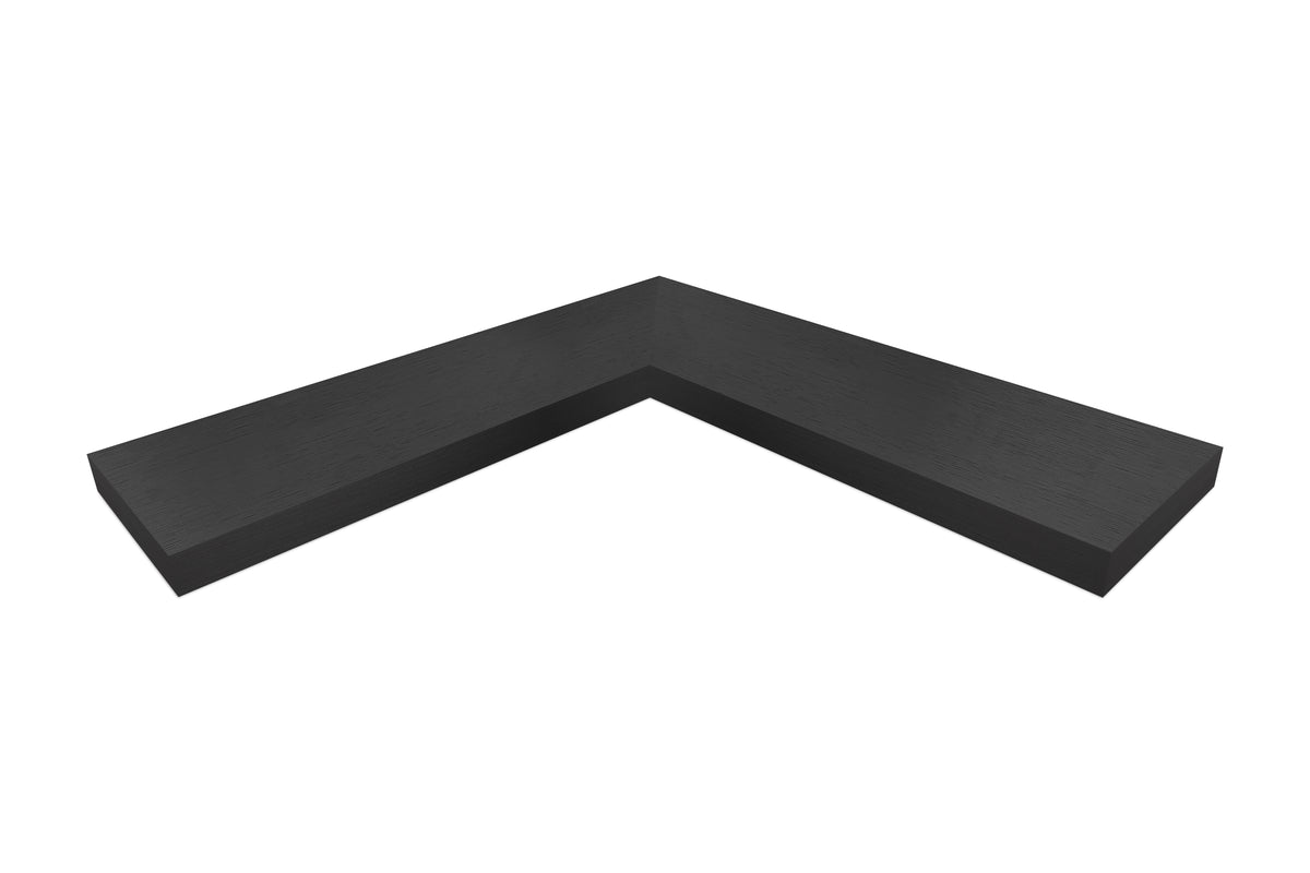 1.75 inch thick Chocolate espresso oak mitered inside corner floating shelf front view