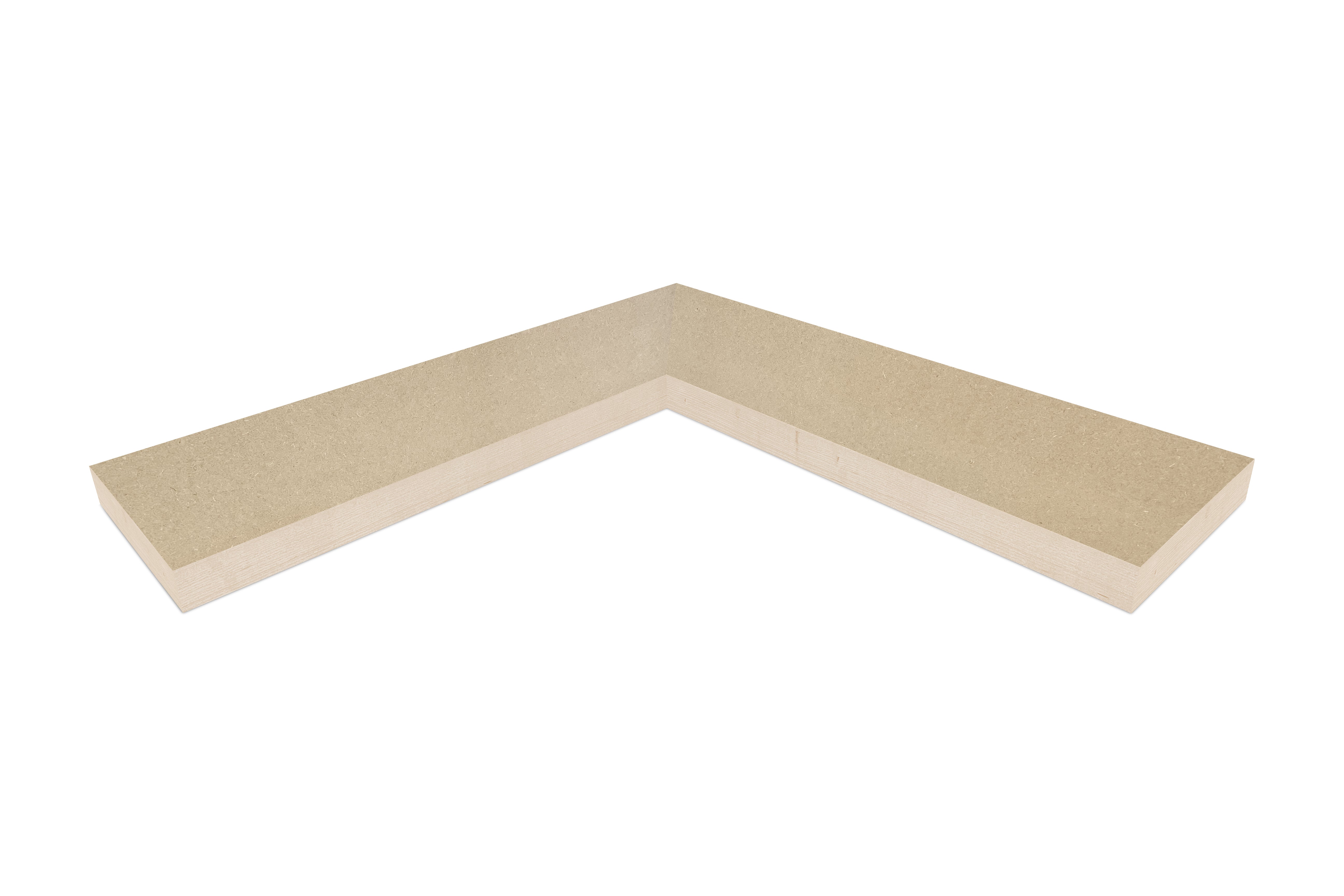 1.75 inch thick MDF mitered inside corner floating shelf front view