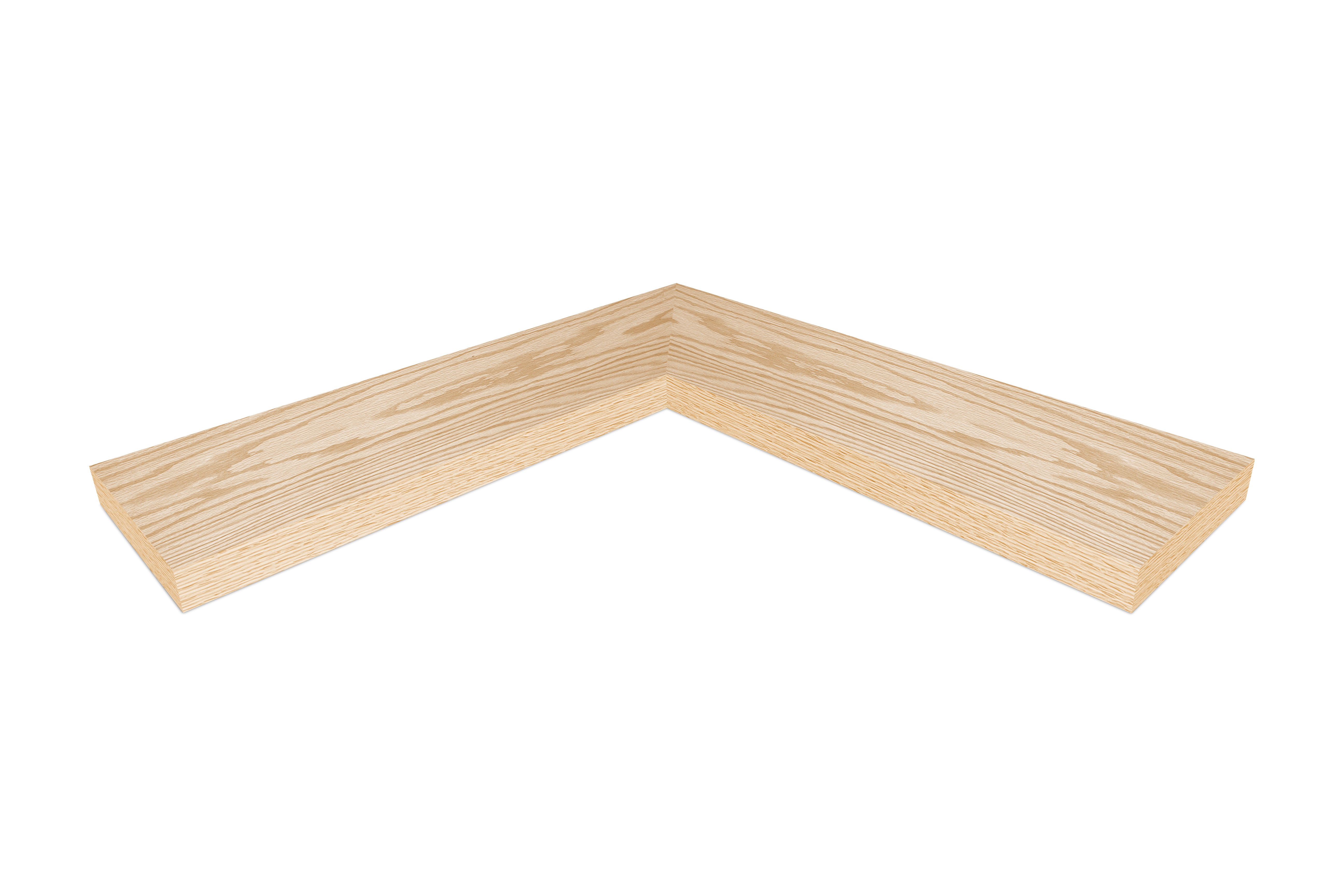 1.75 inch thick Red Oak mitered inside corner floating shelf front view