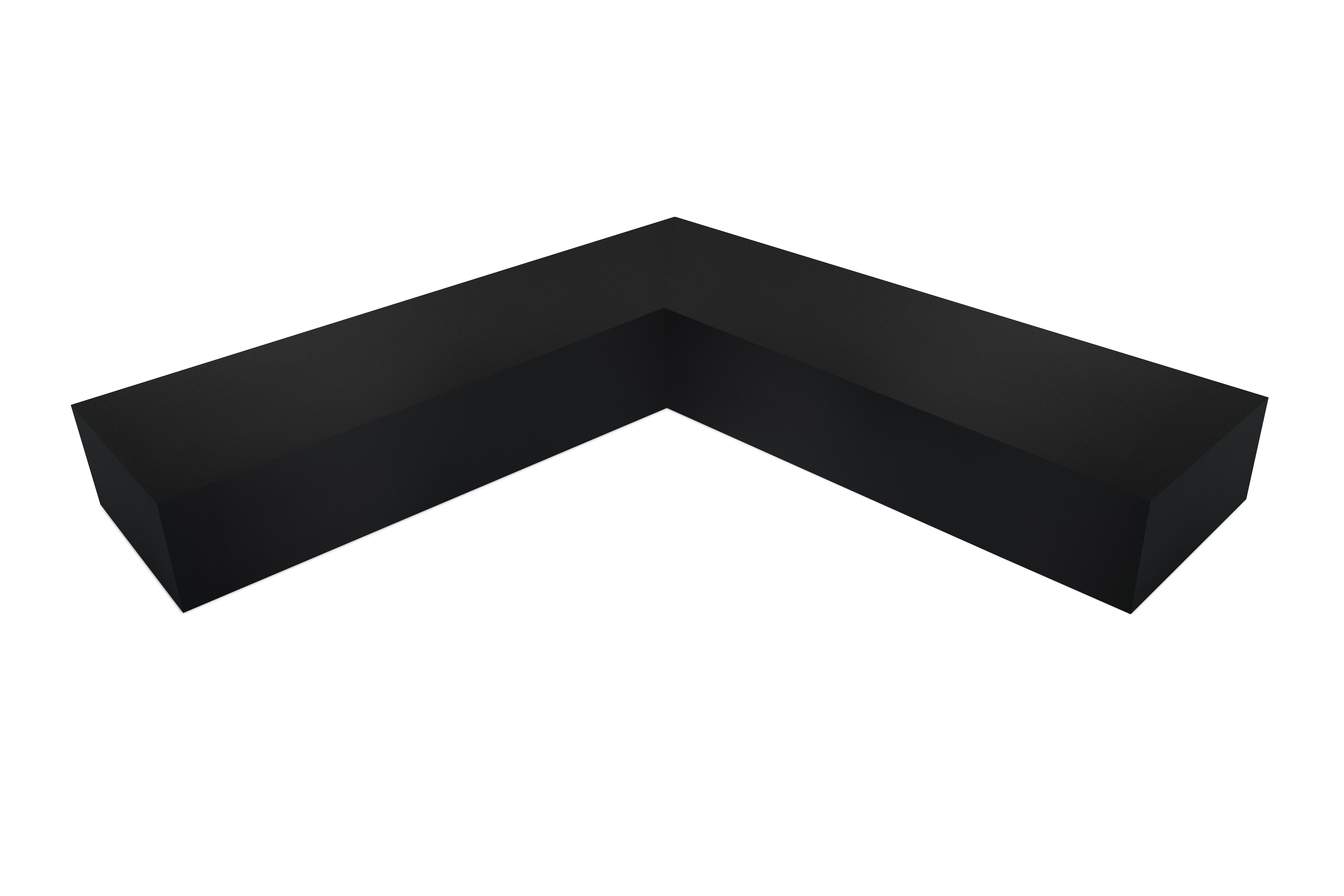3 inch thick black mitered inside corner floating shelf front view