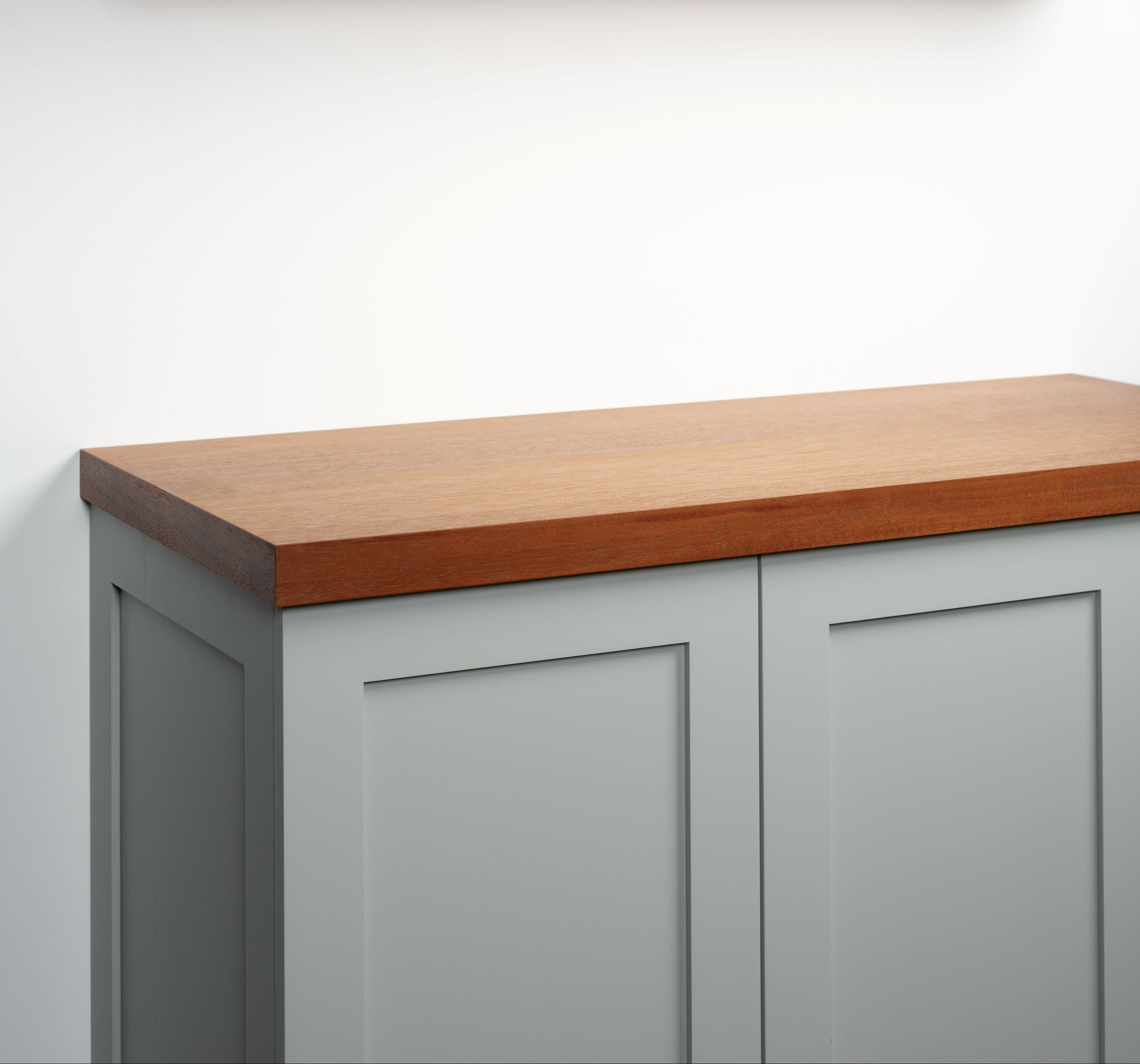 African mahogany cabinet top angle view