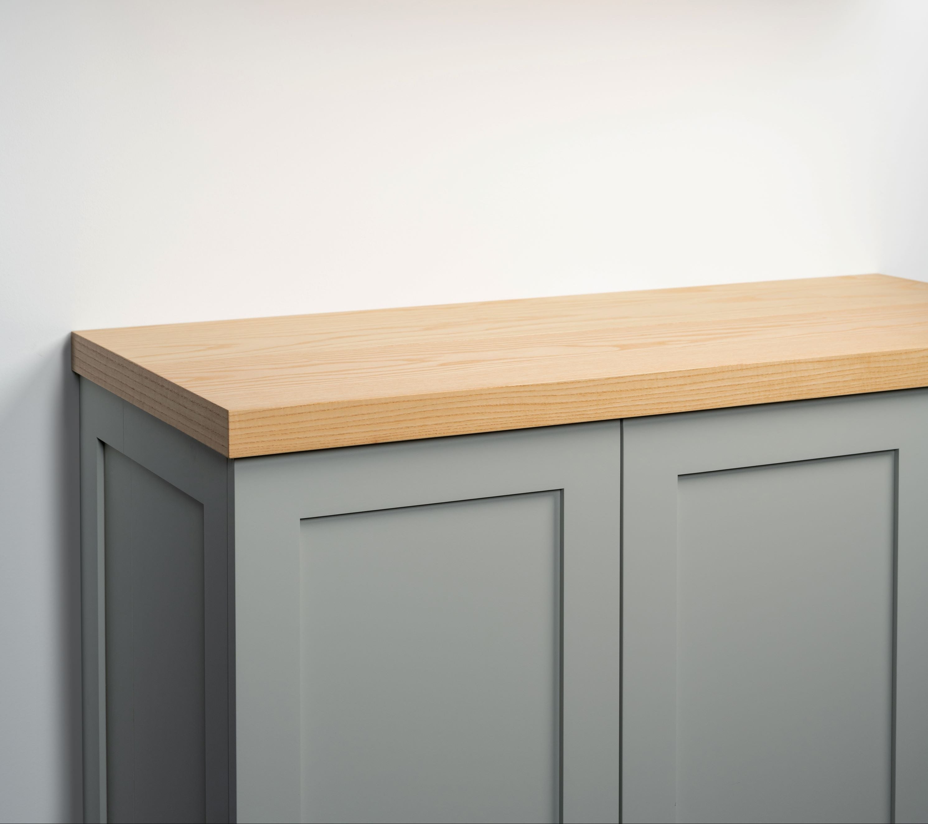 Ash wood cabinet top angle view
