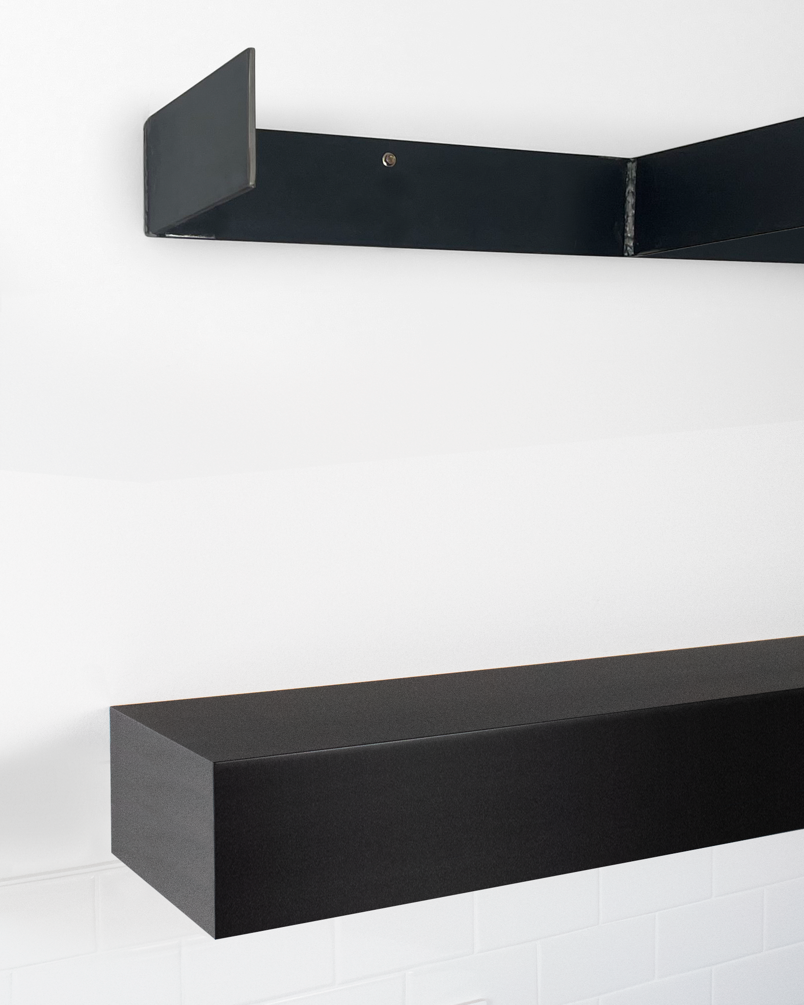 Ebonized Mahogany Floating Shelves 4.1-6" thick
