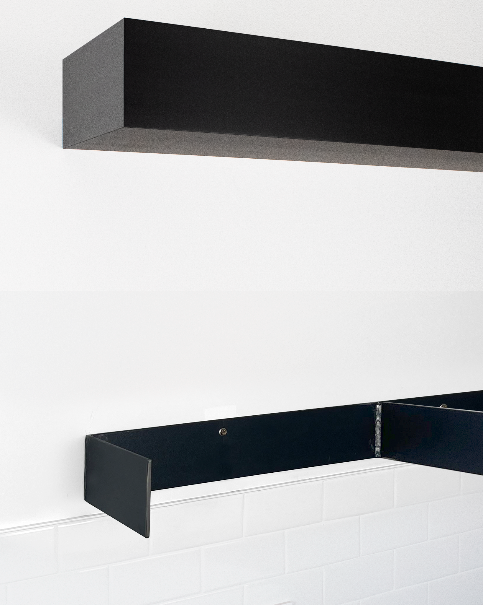 Ebonized Mahogany Floating Shelves 4.1-6" thick