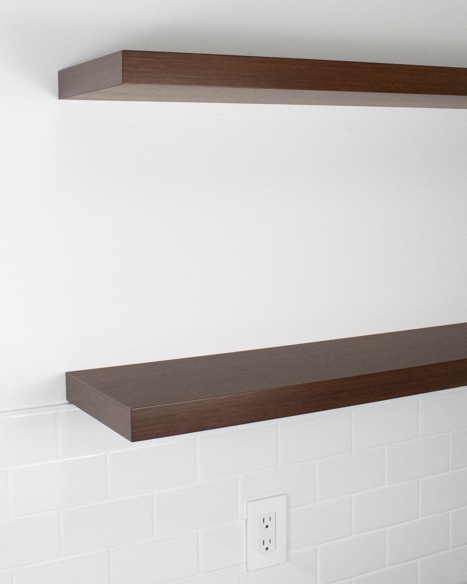 Chocolate Bamboo Wood kitchen Floating Shelves 1.75 inch thick angle view