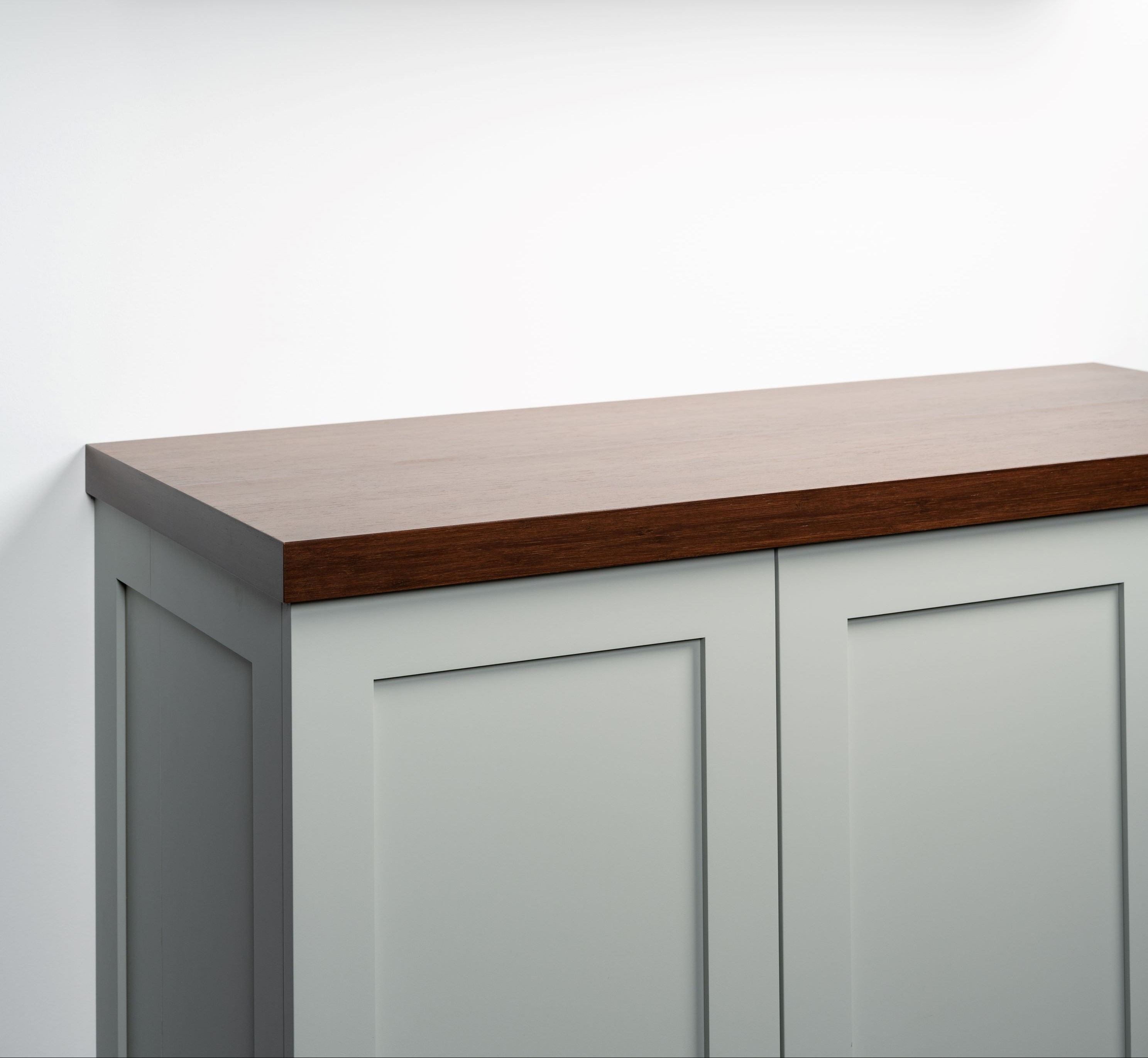 Chocolate bamboo cabinet top angle view