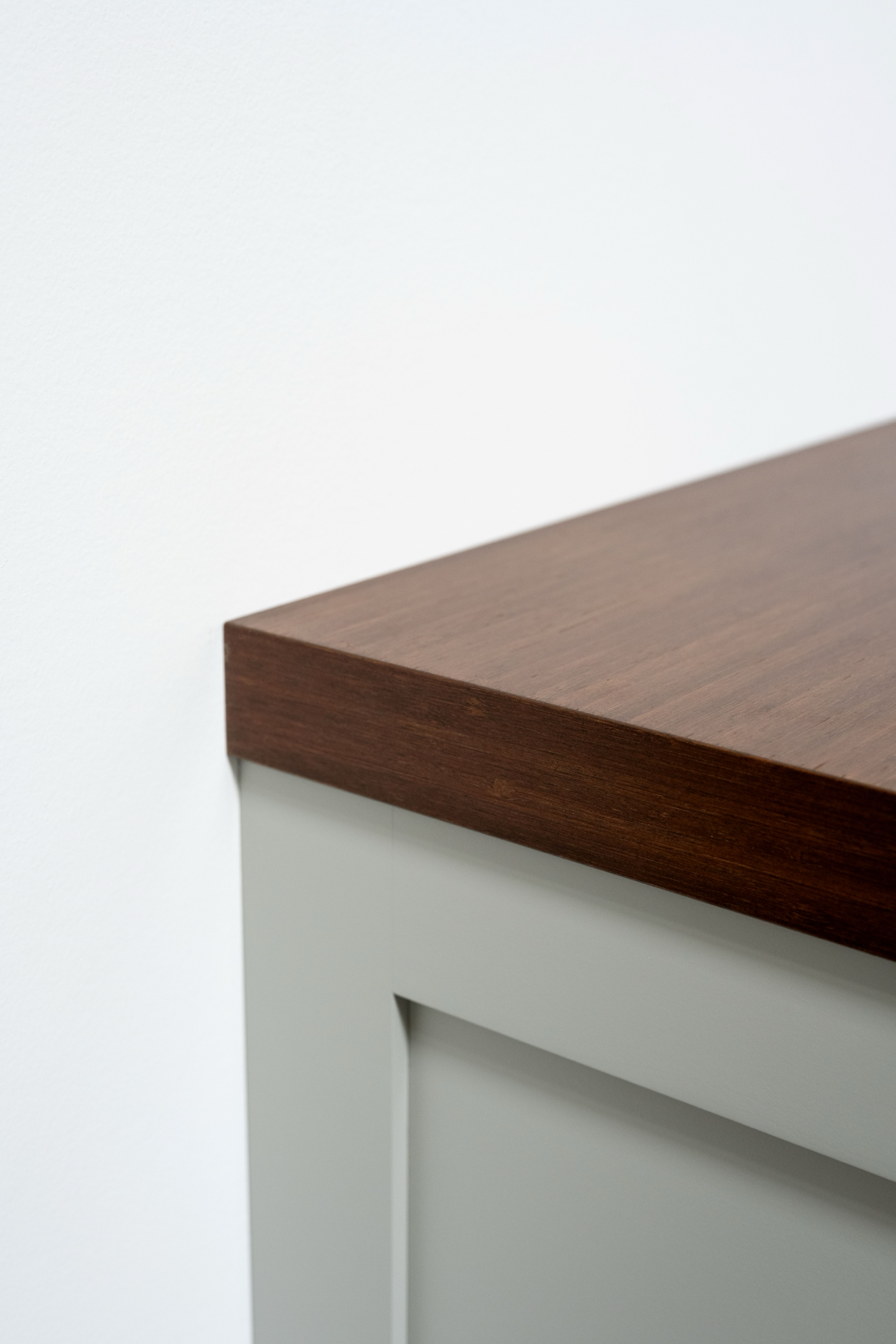 Chocolate bamboo cabinet top corner edge