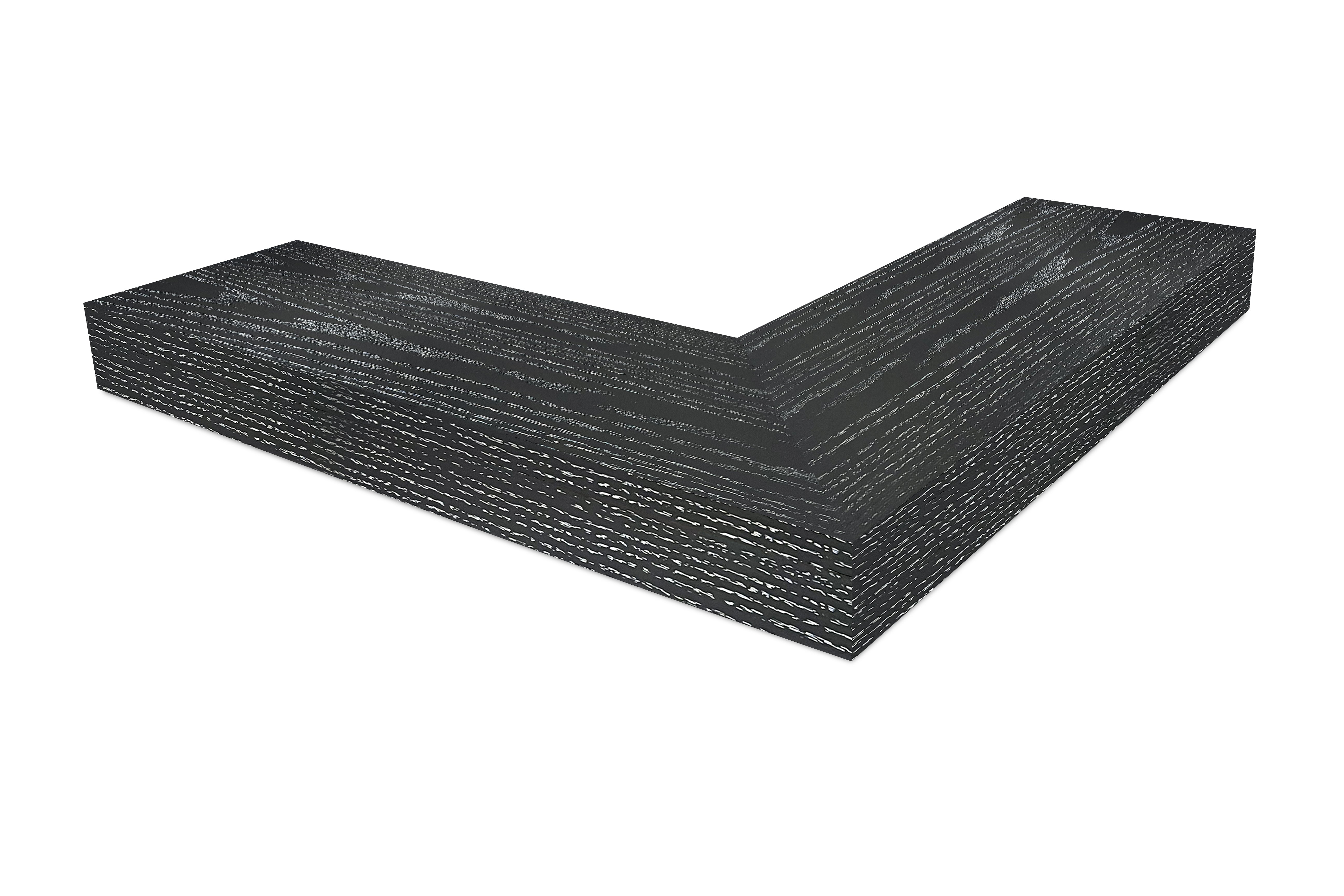 Ebonized Cerused Oak Corner Shelves 2-4" thick