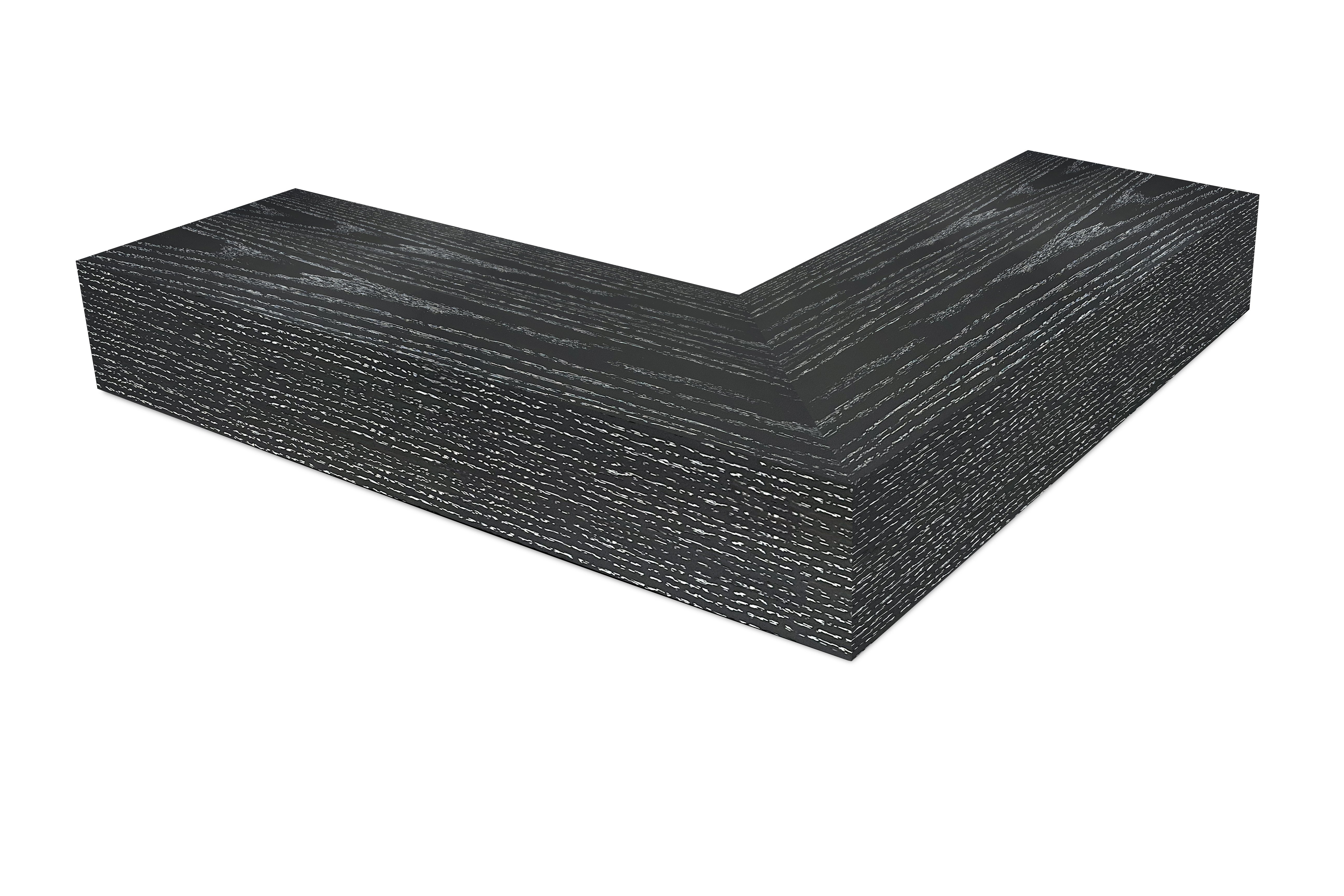 Ebonized Cerused Oak Corner Shelves 4.1-6" thick