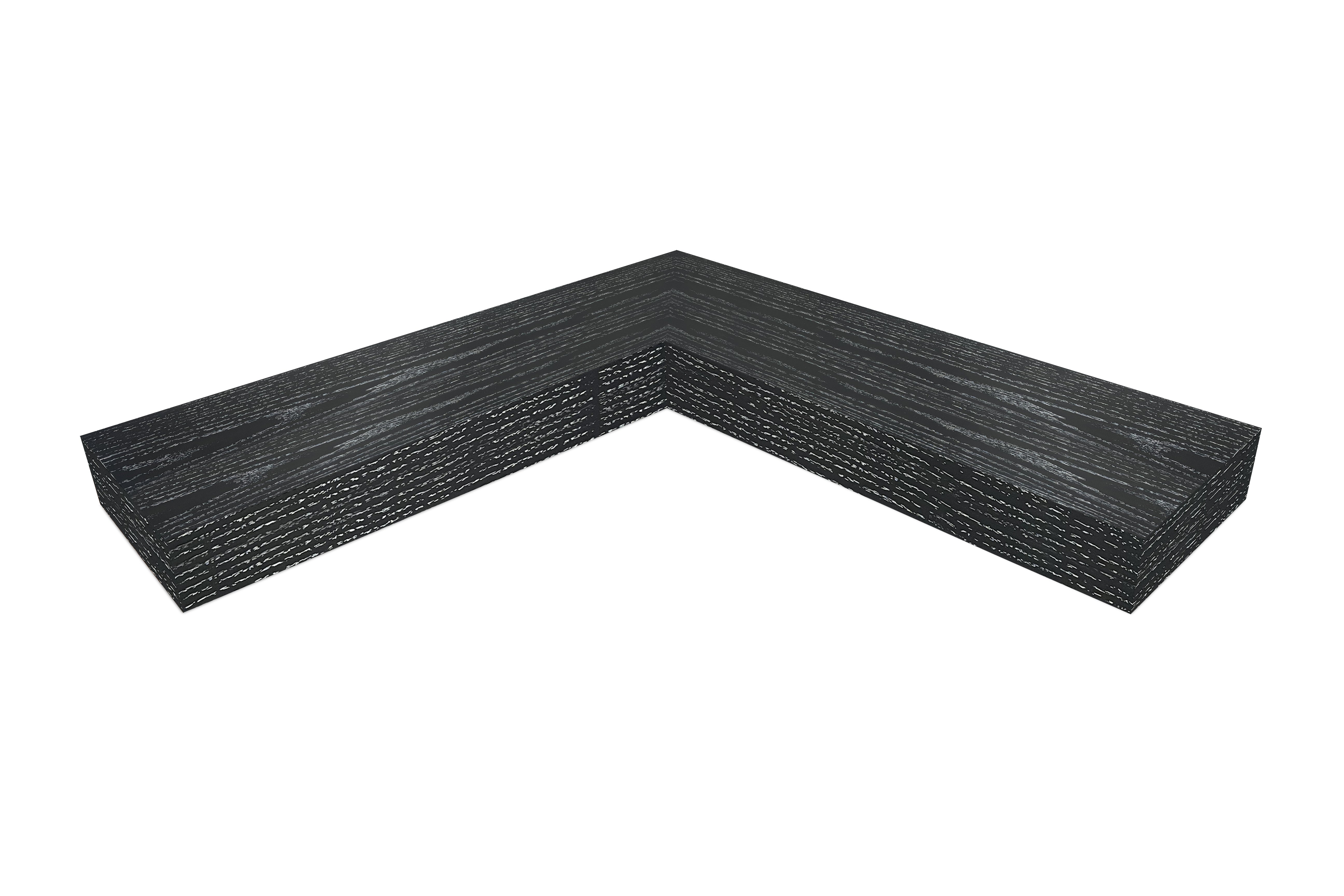 Ebonized Cerused Oak Corner Shelves 2-4" thick