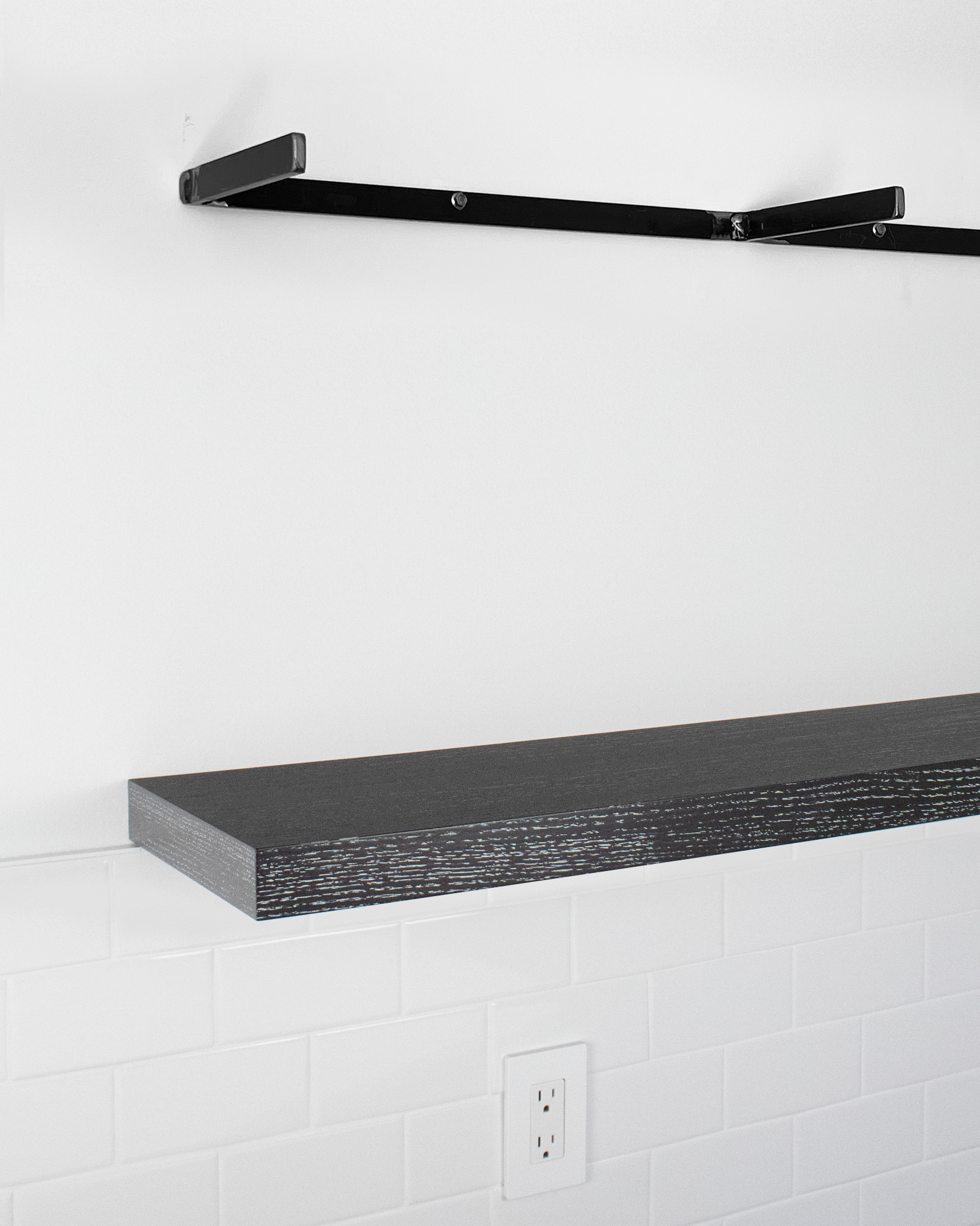 Ebonized Cerused Oak Floating Shelves 1.75" thick