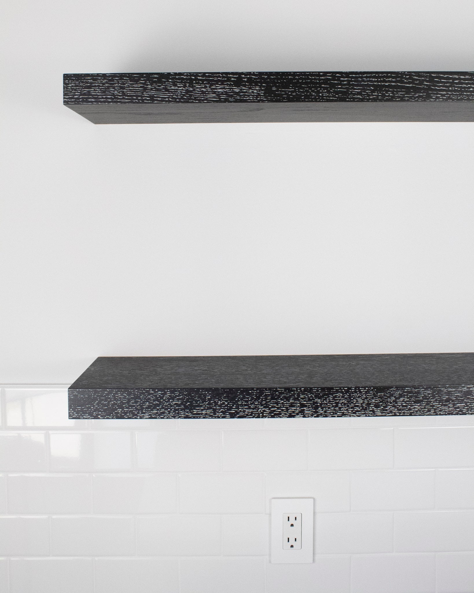 Ebonized Cerused Oak Floating Shelves 1.75" thick