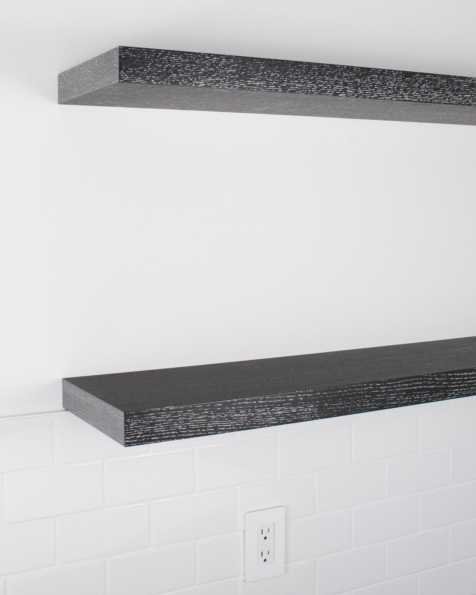 Ebonized Cerused Oak Floating Shelves 1.75" thick