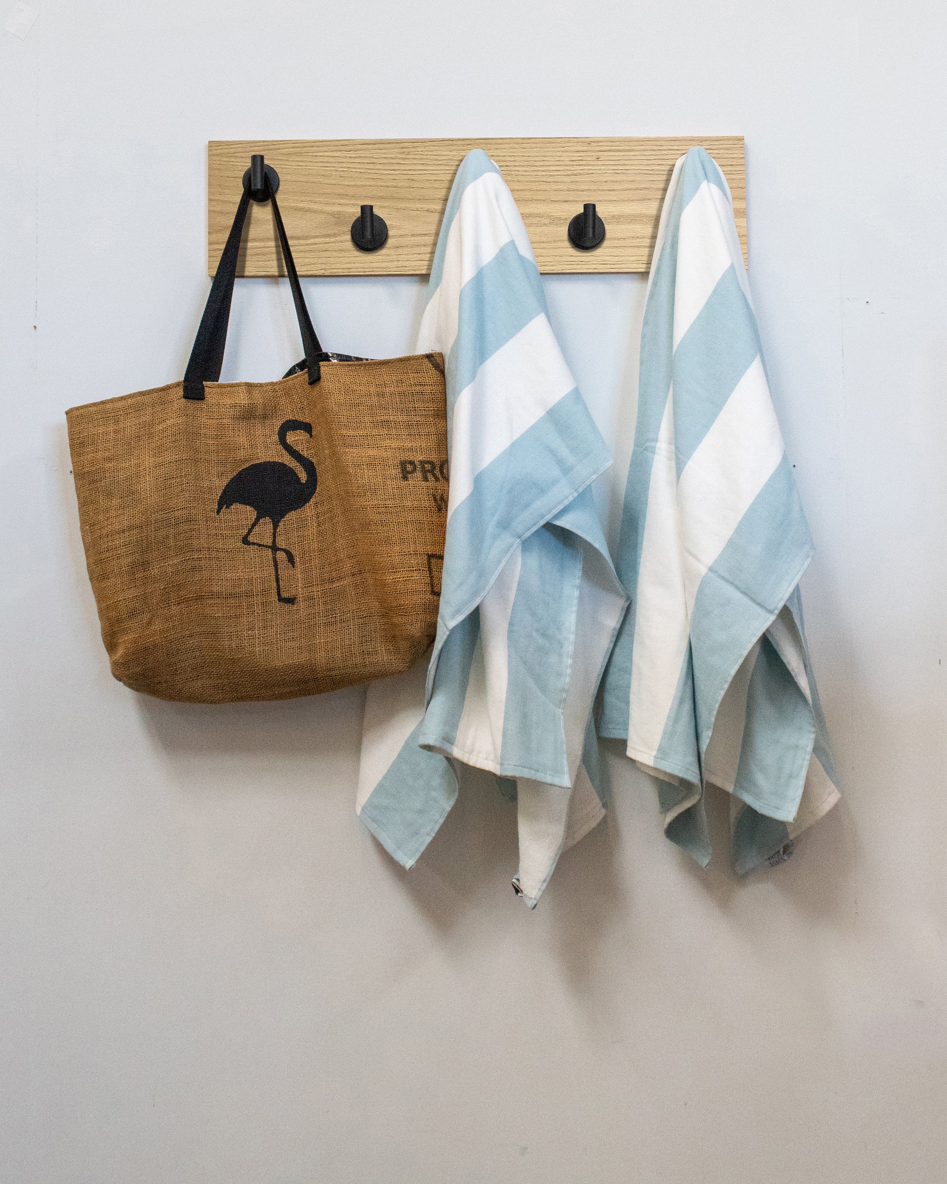 Bleached Oak Hook Wall Rack