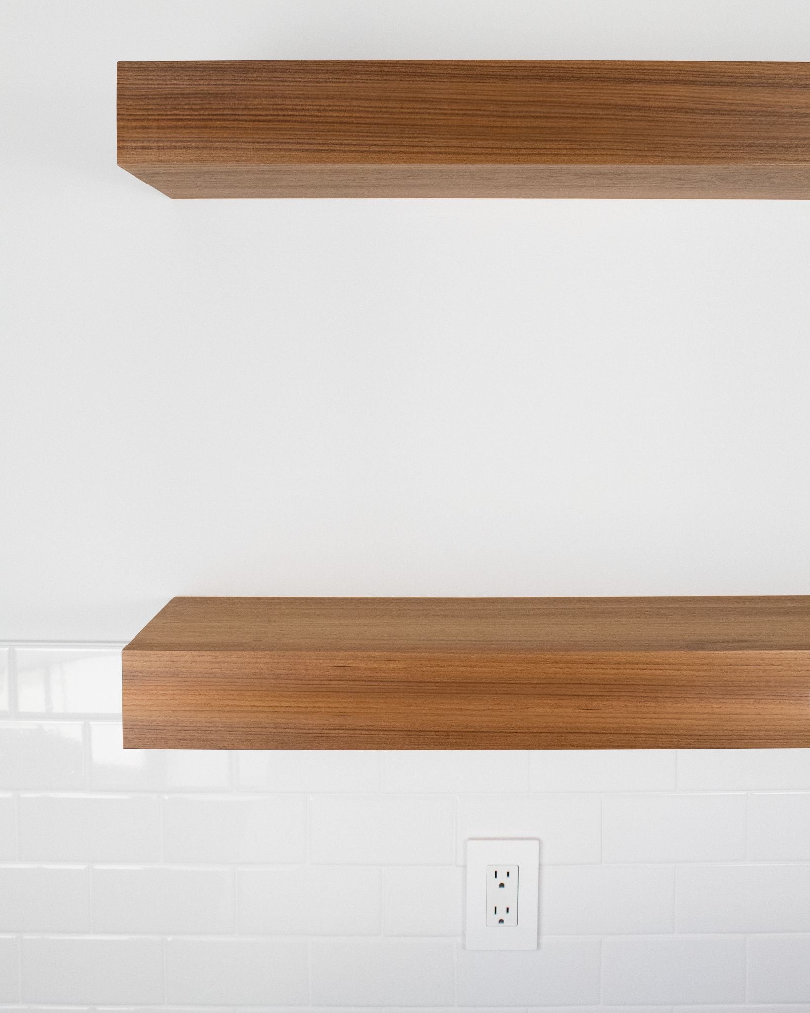 Teak Wood kitchen Floating Shelves 4 inch thick front view