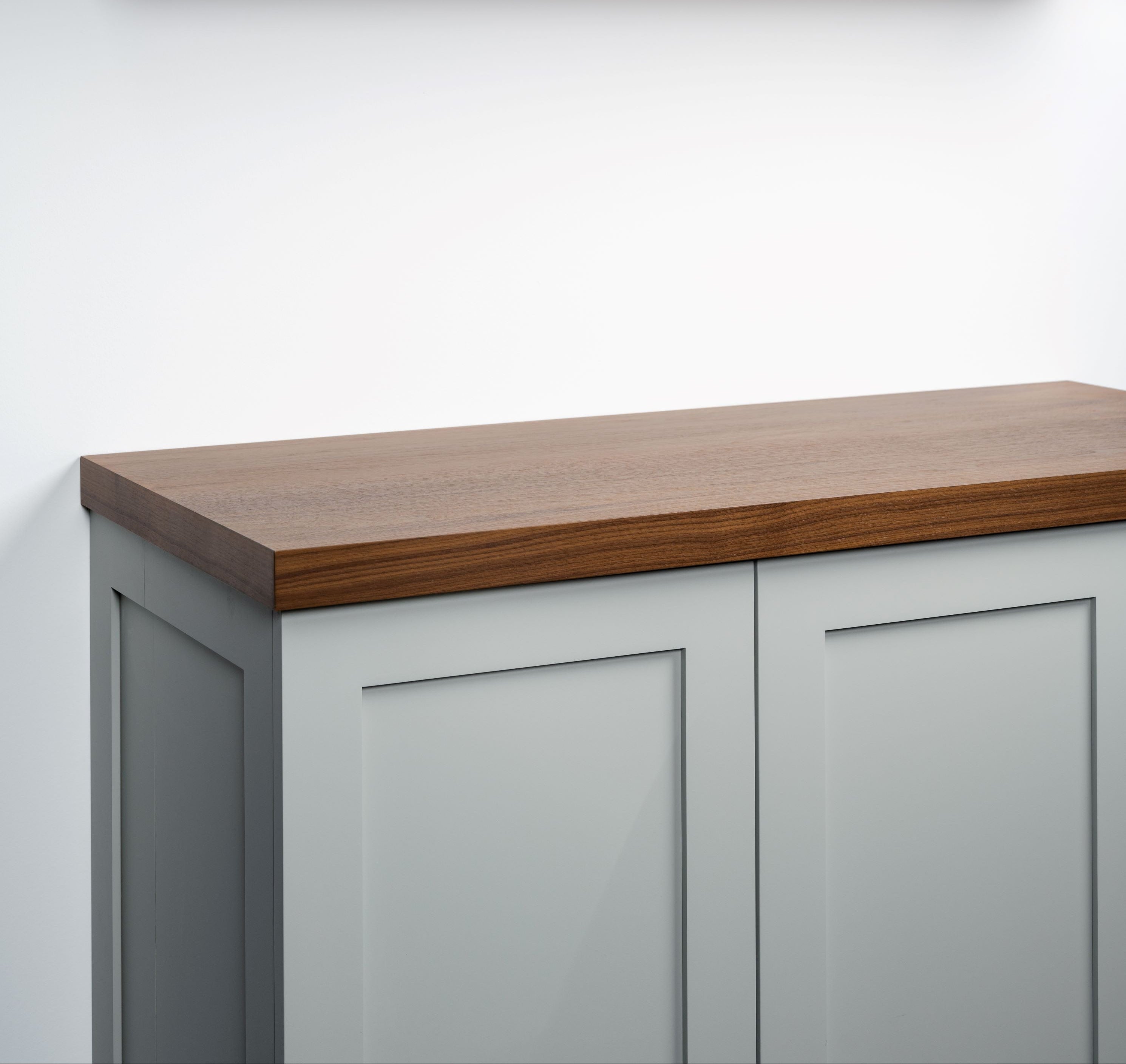 Walnut cabinet top angle view