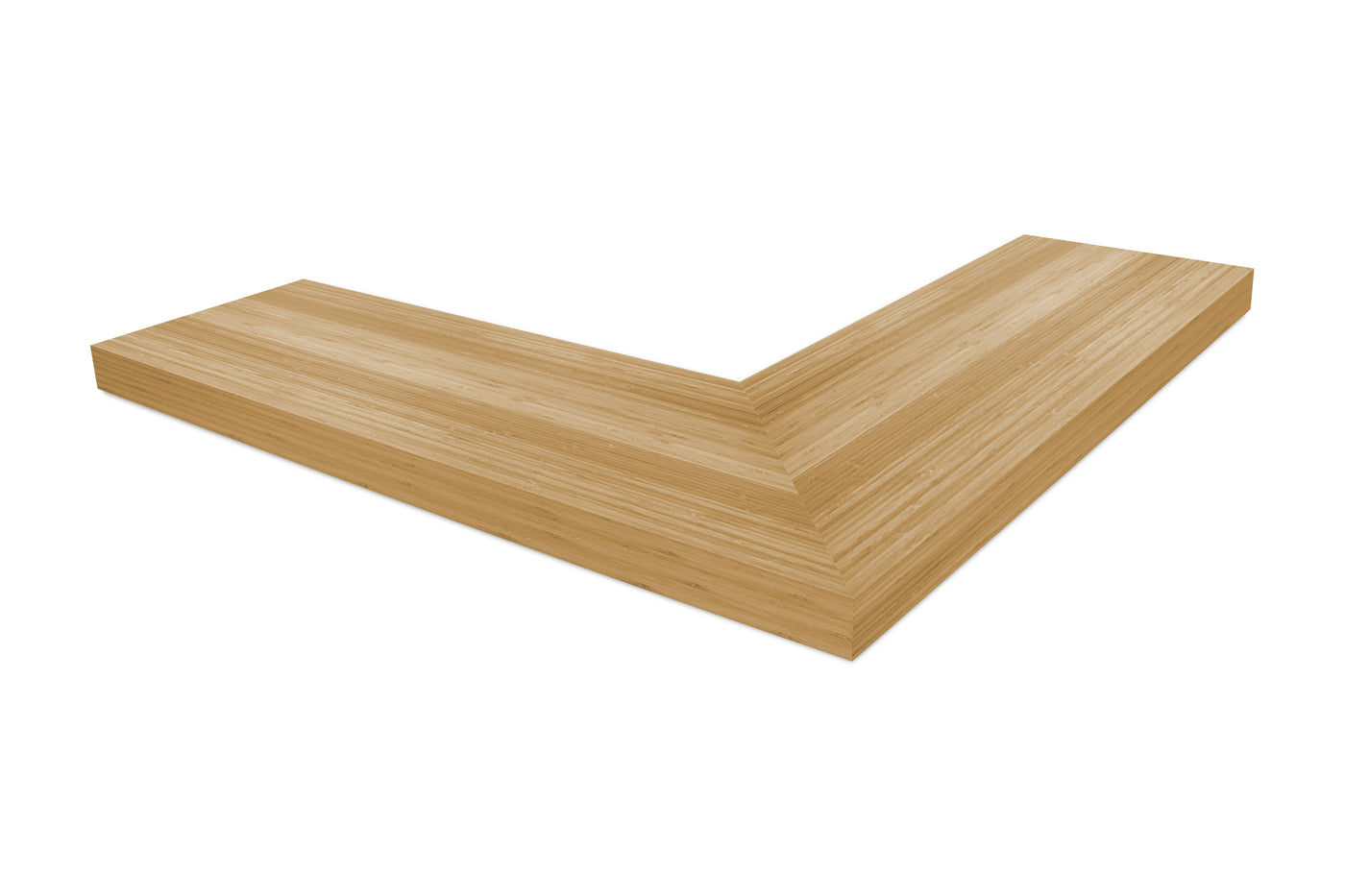 1.75 inch thick Bamboo mitered outside corner floating shelf front view