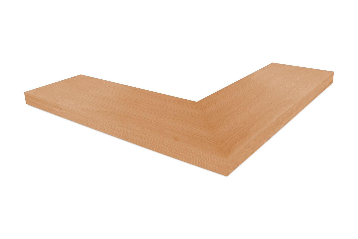 1.75 inch thick Cherry mitered outside corner floating shelf front view 