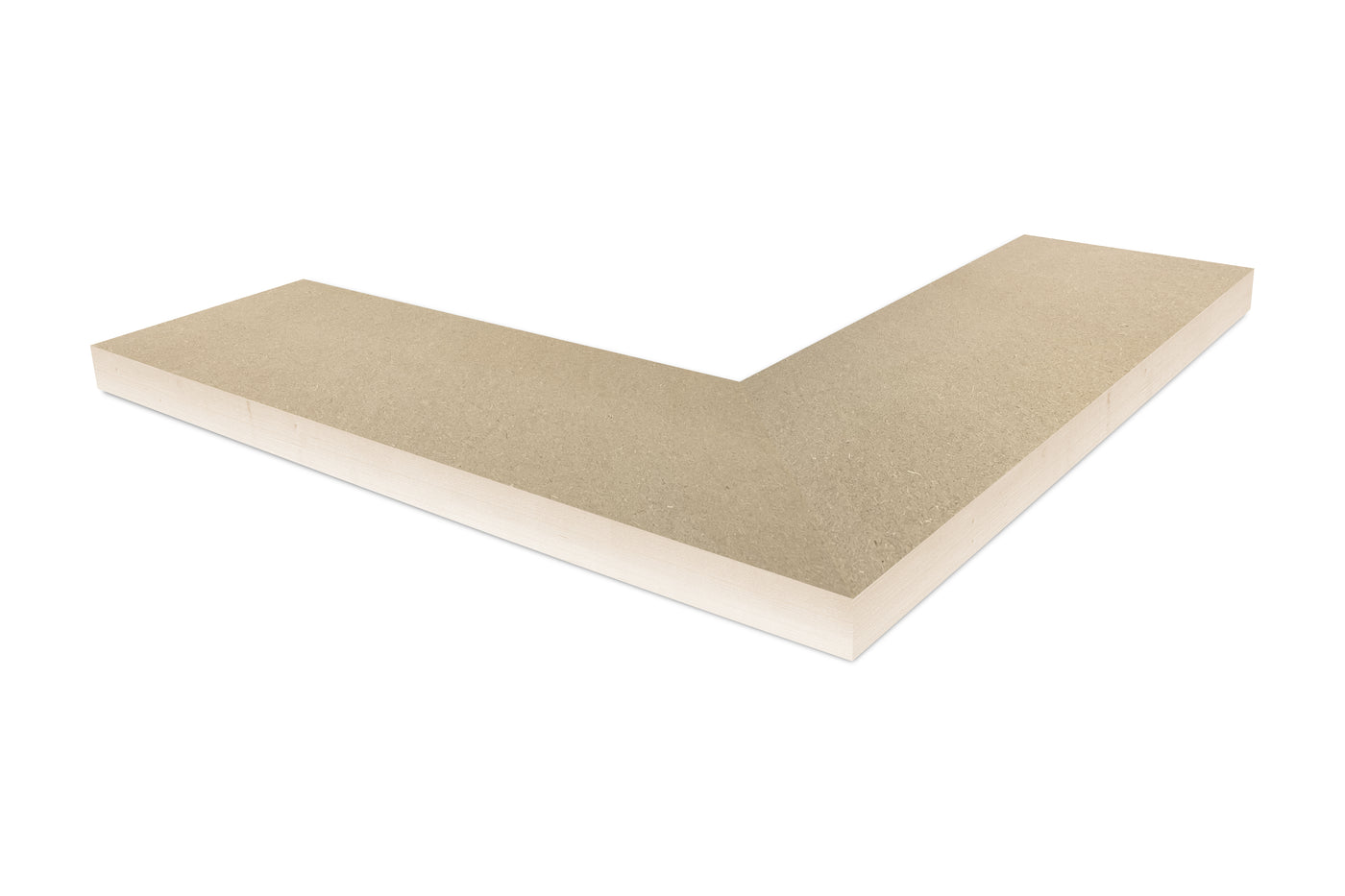 1.75 inch thick MDF mitered outside corner floating shelf front view