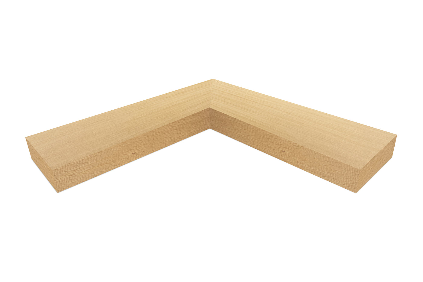 3 inch thick Cherry mitered inside corner floating shelf front view
