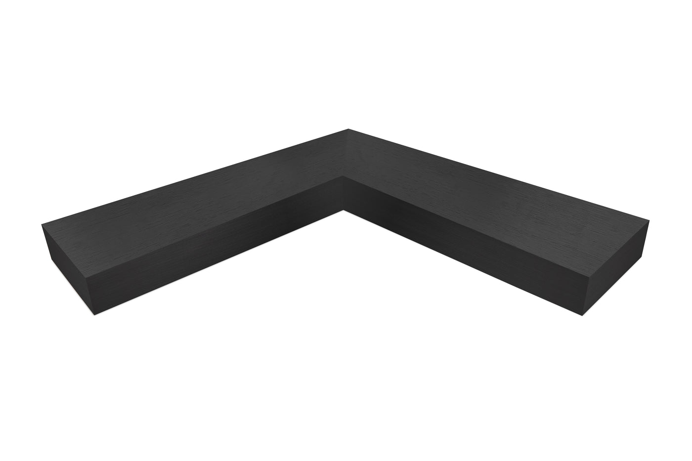 4 inch thick Chocolate espresso oak  mitered inside corner floating shelf front view 
