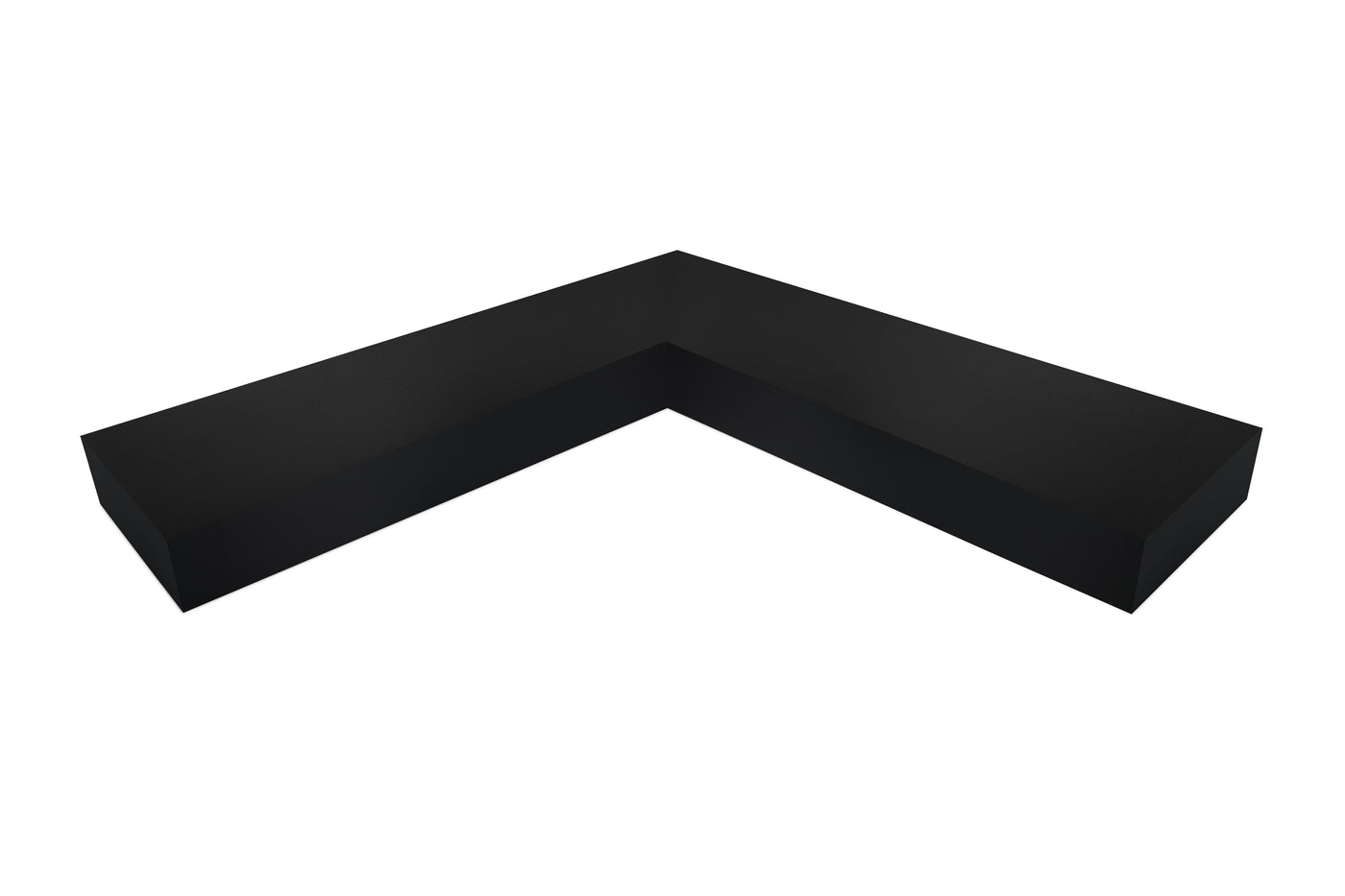 4 inch thick black ebonized mahogany mitered inside corner floating shelf front view 