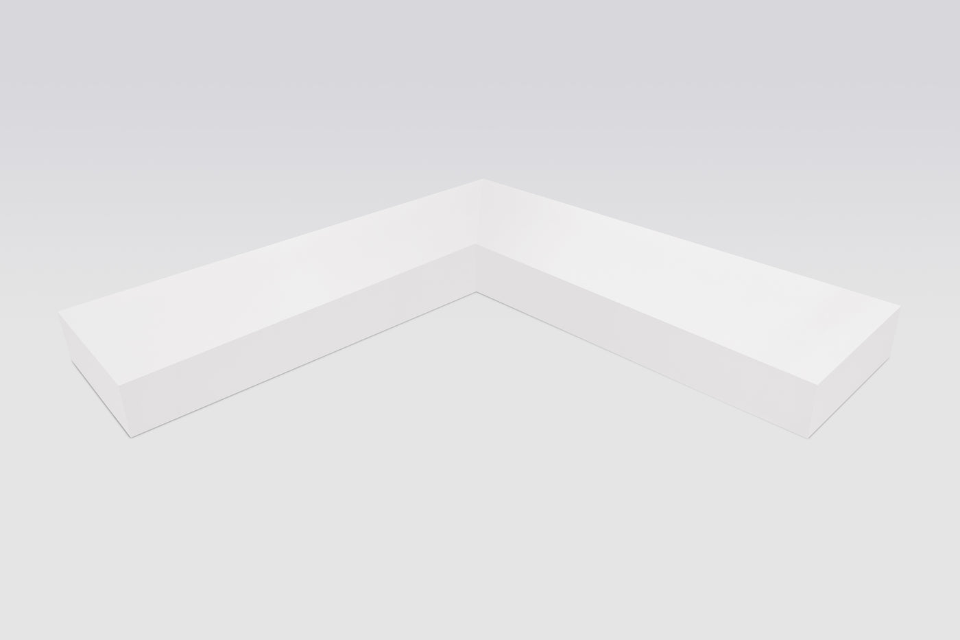 4 inch thick primed inside corner floating shelf front view 