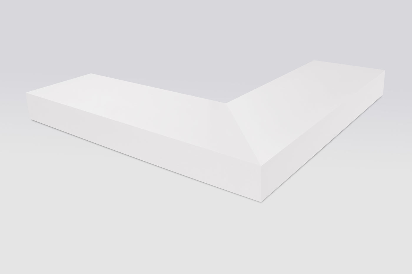 4 inch thick primed outside corner floating shelf front view 