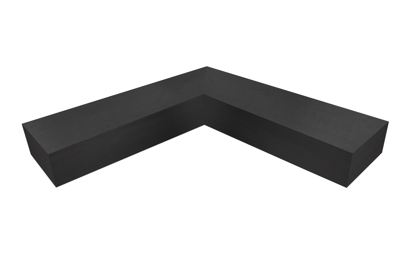 6 inch thick Chocolate espresso oak  mitered inside corner floating shelf front view 