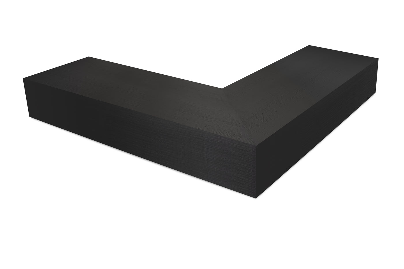 6 inch thick Chocolate espresso oak  mitered outside corner floating shelf front view 