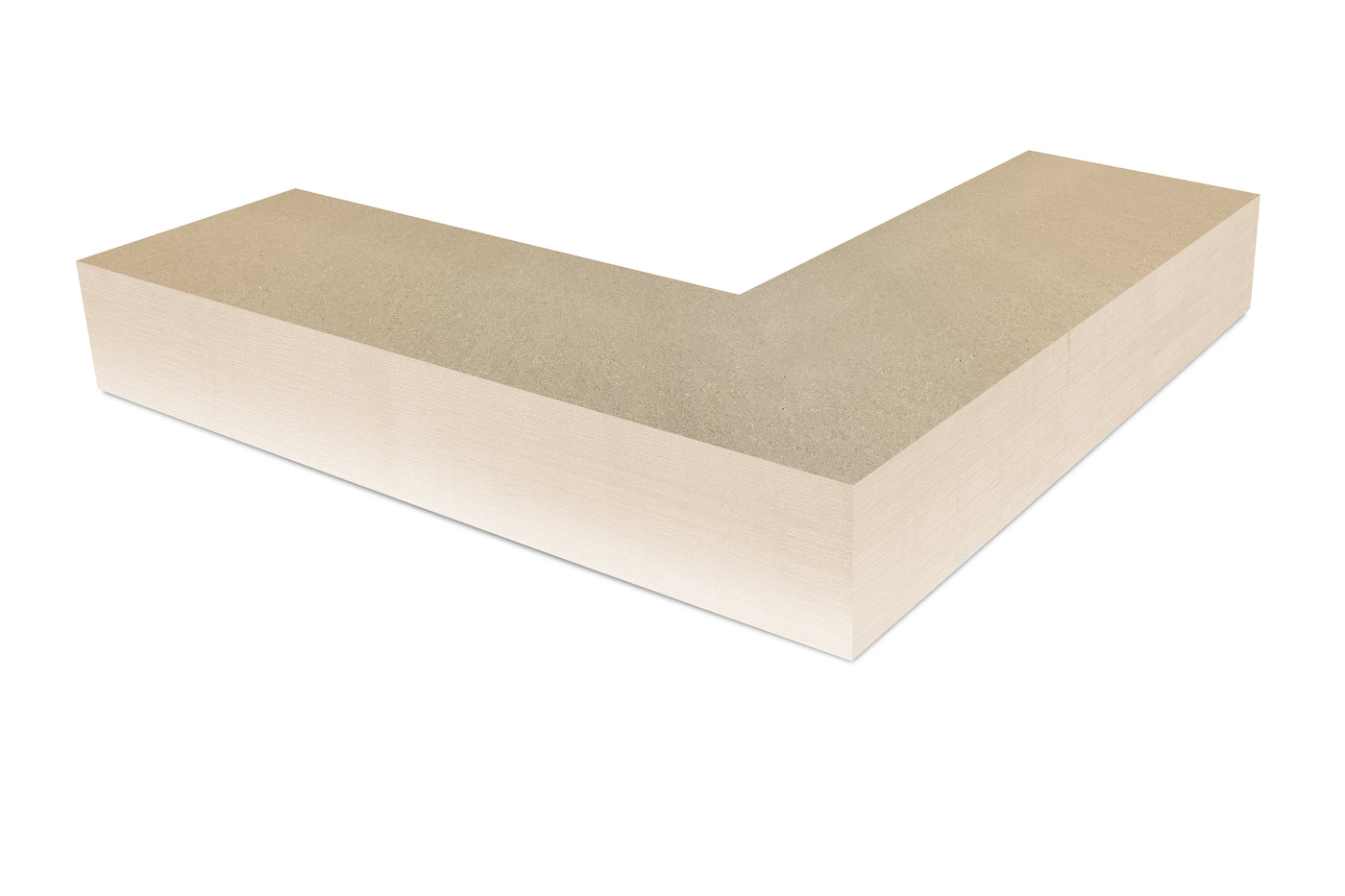 6 inch thick MDF mitered outside corner floating shelf front view 