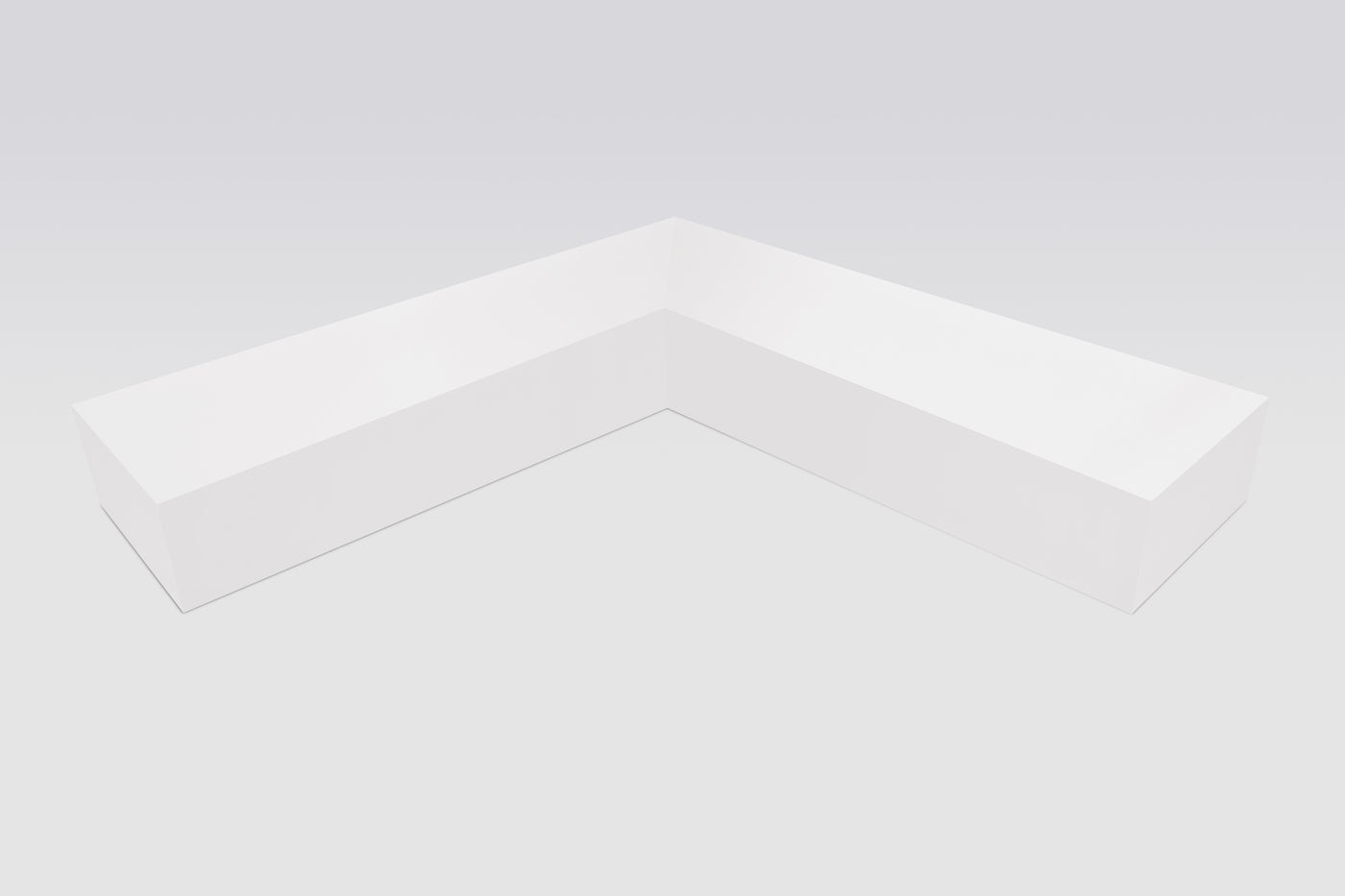 6 inch thick primed inside corner floating shelf front view 