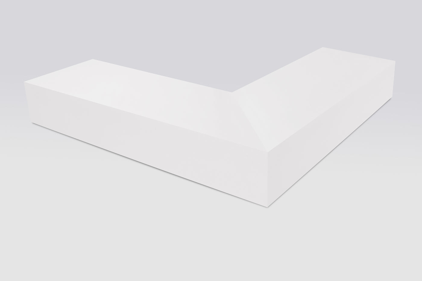6 inch thick primed outside corner floating shelf front view 