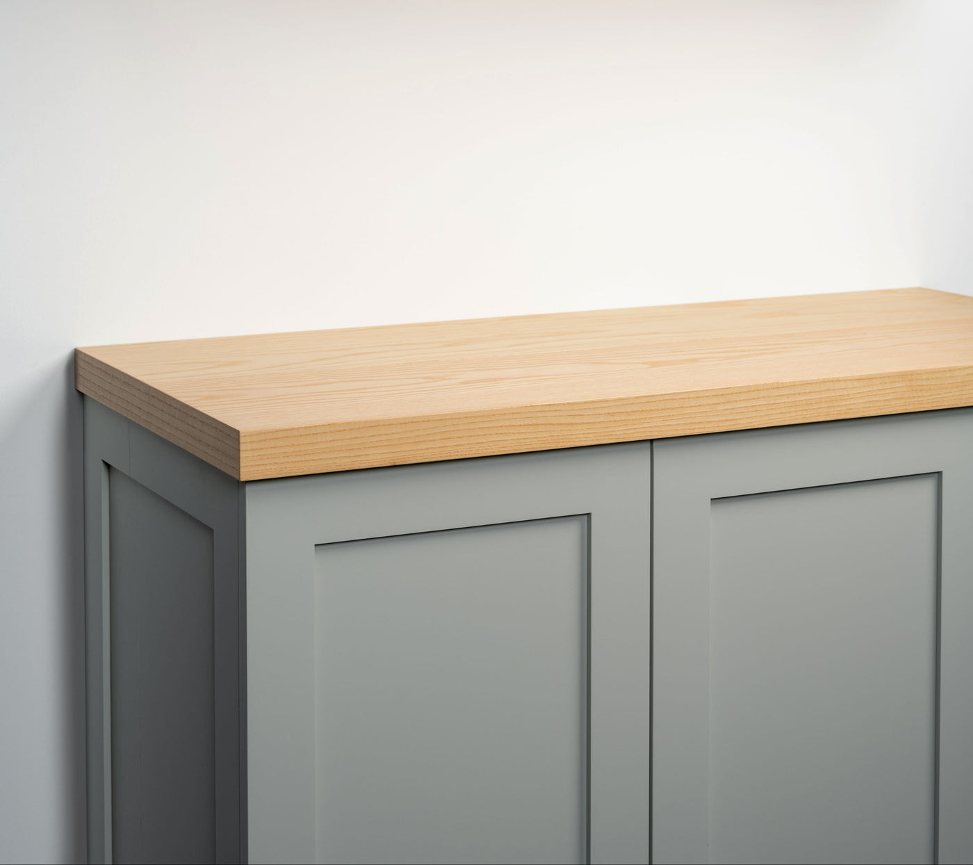 Ash wood cabinet top angle view