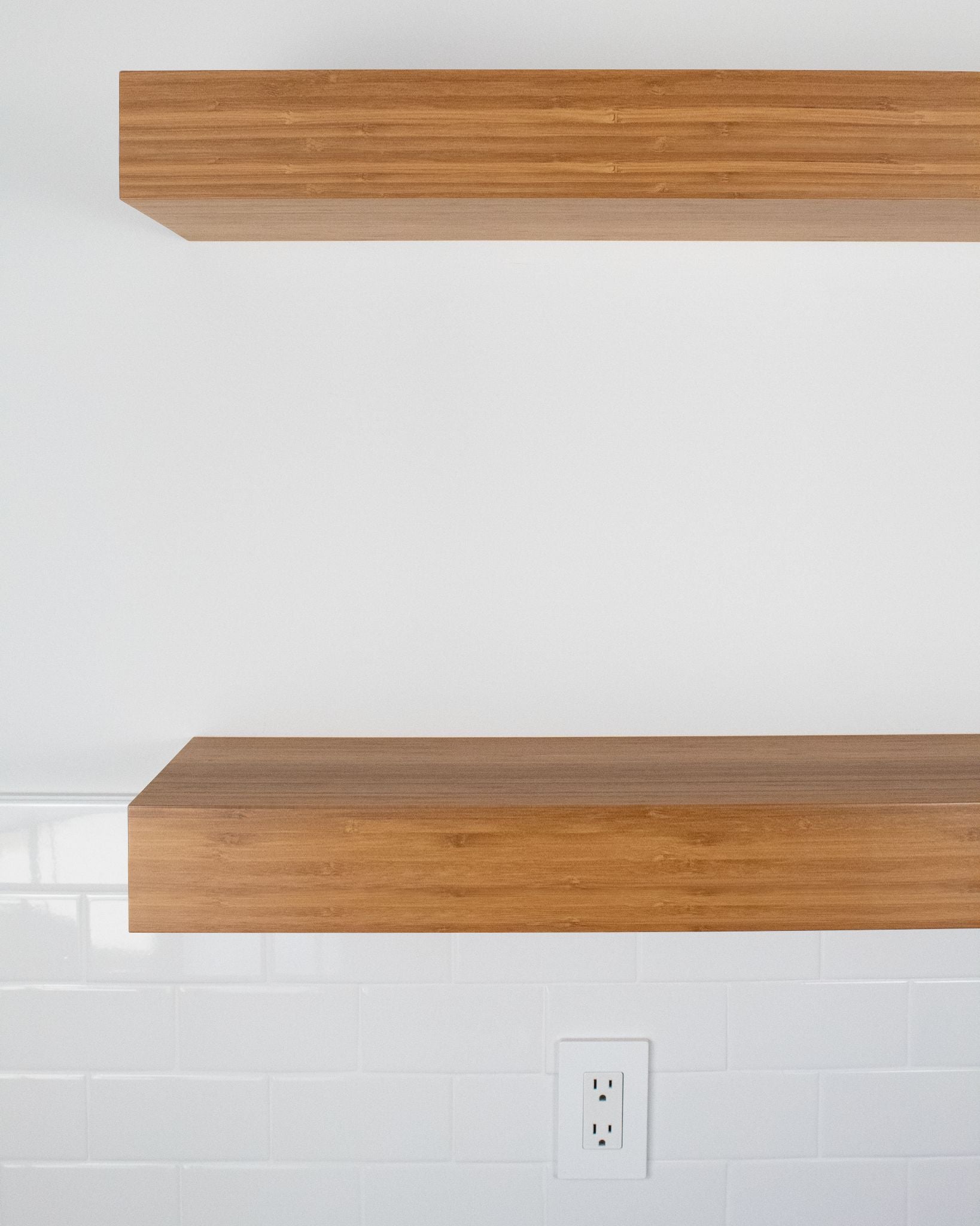 Bamboo Wood kitchen Floating Shelves 4 inch thick front view