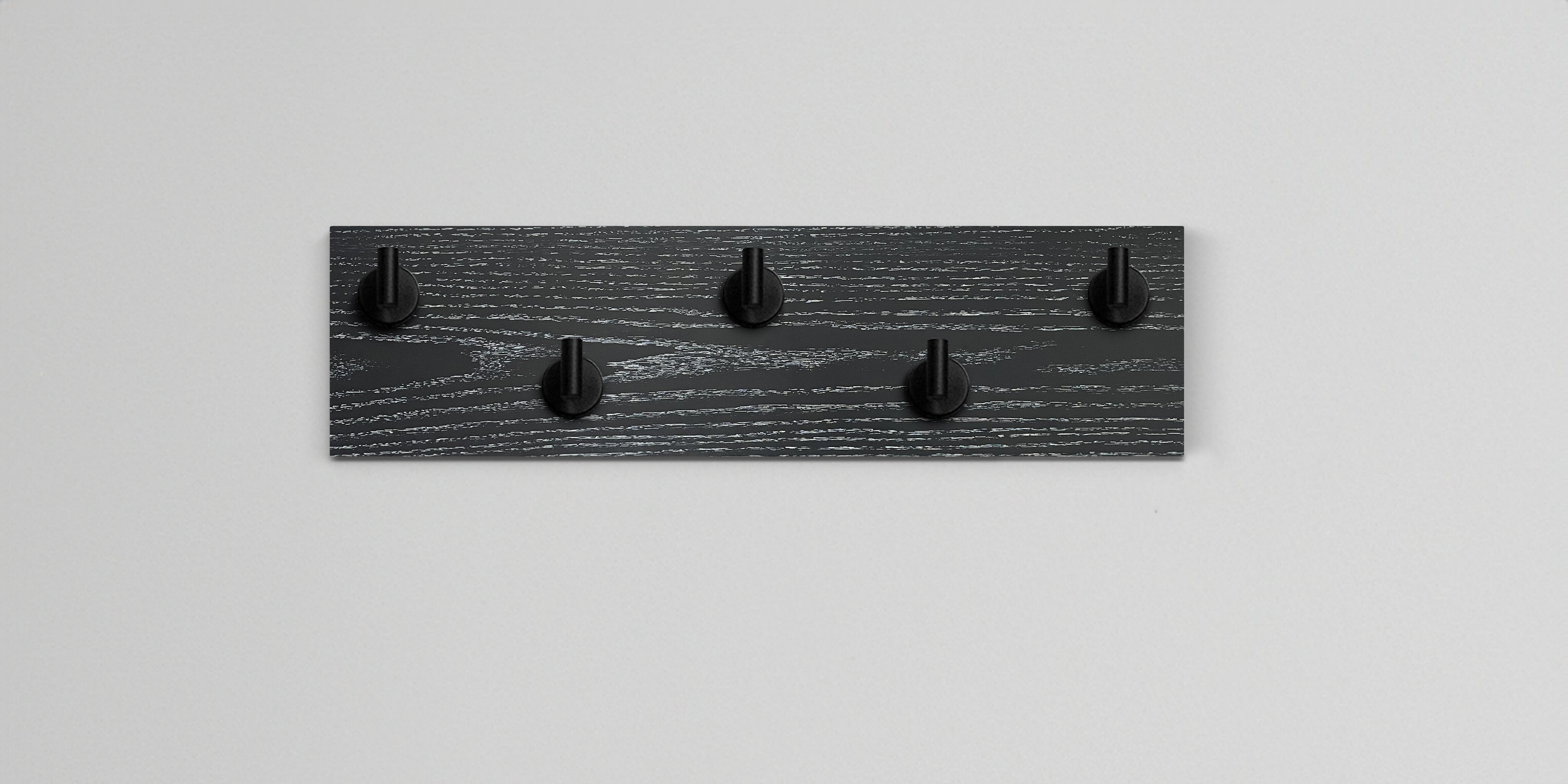 Ebonized Cerused Oak Hook Wall Rack