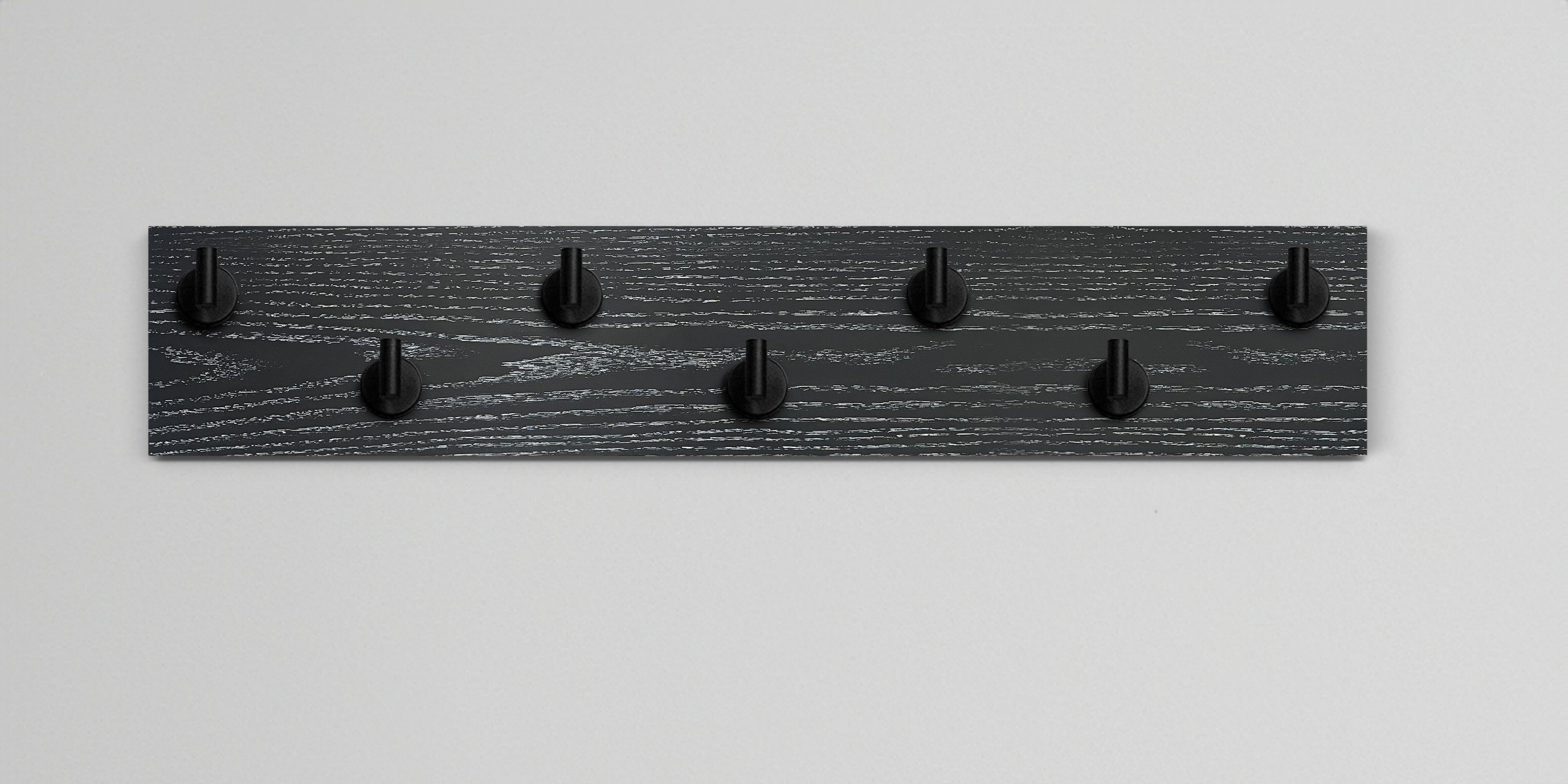 Ebonized Cerused Oak Hook Wall Rack