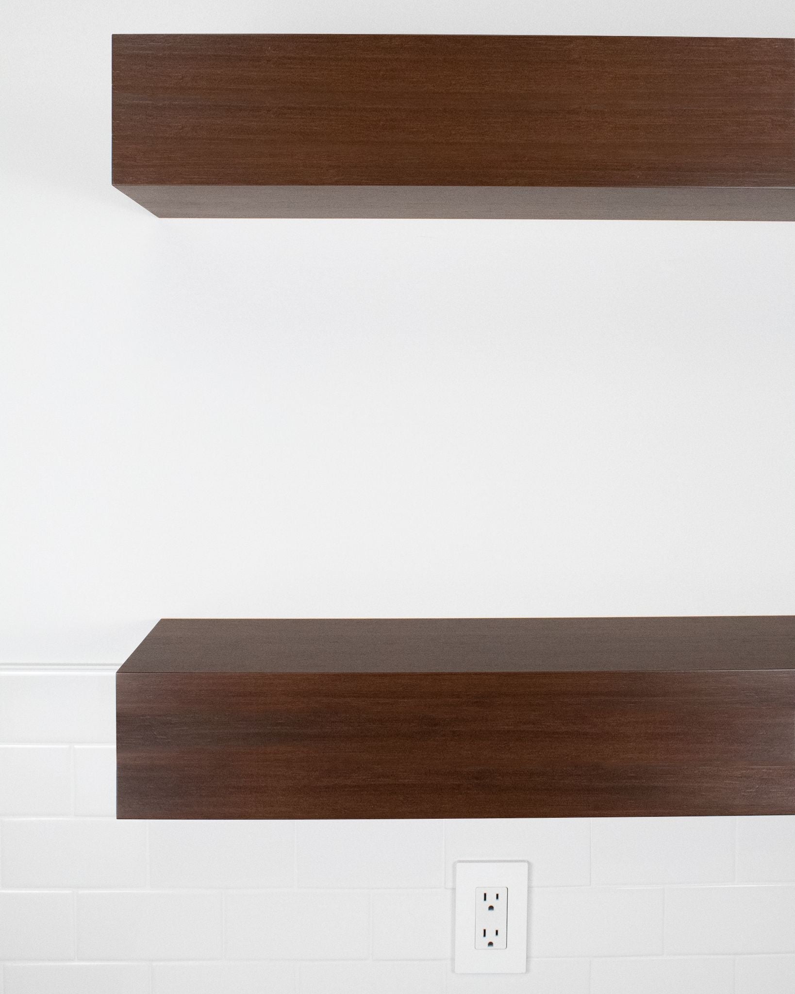 Chocolate Bamboo Wood kitchen Floating Shelves 6 inch thick front view
