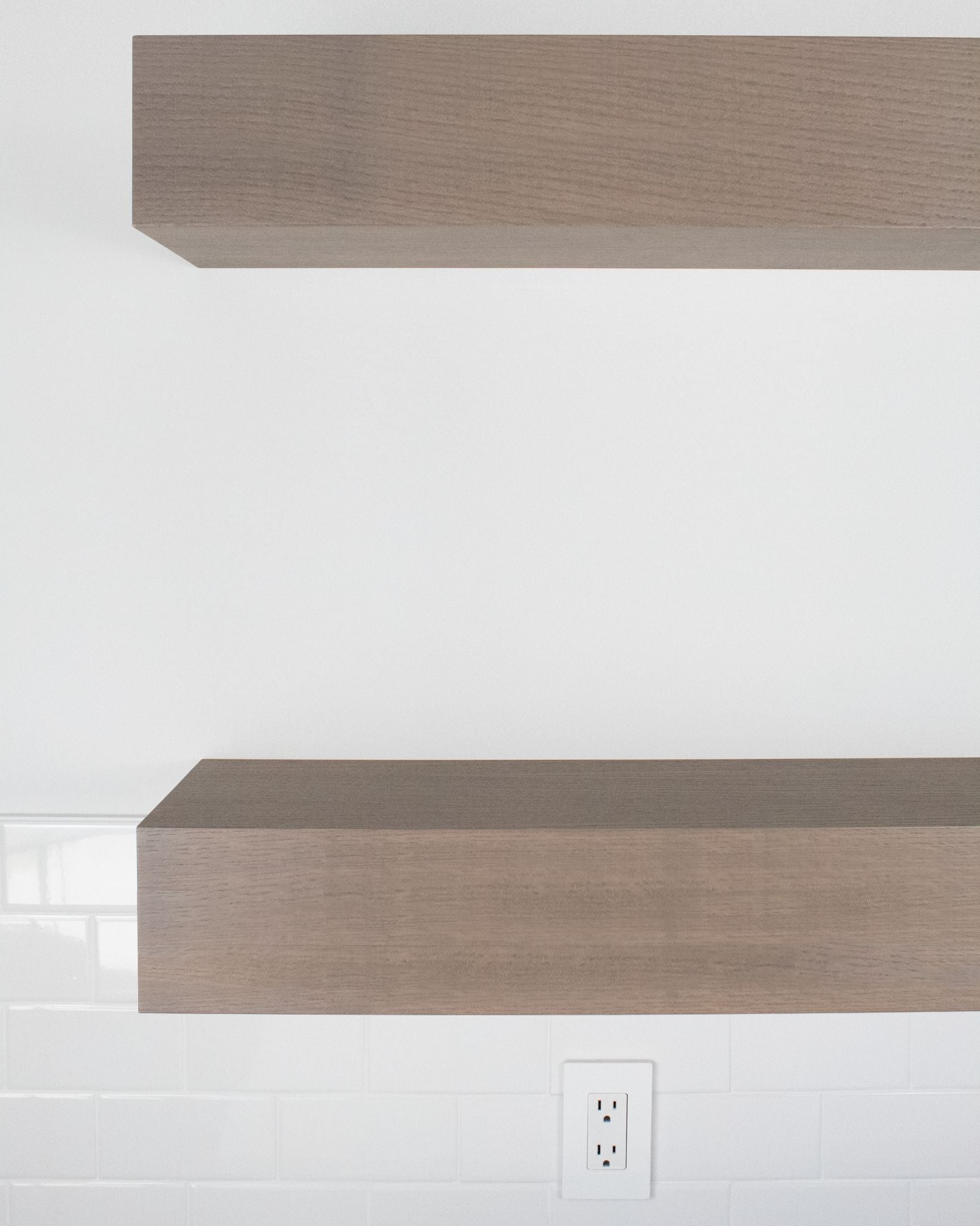 Driftwood Grey Oak kitchen Floating Shelves 6 inch thick front view
