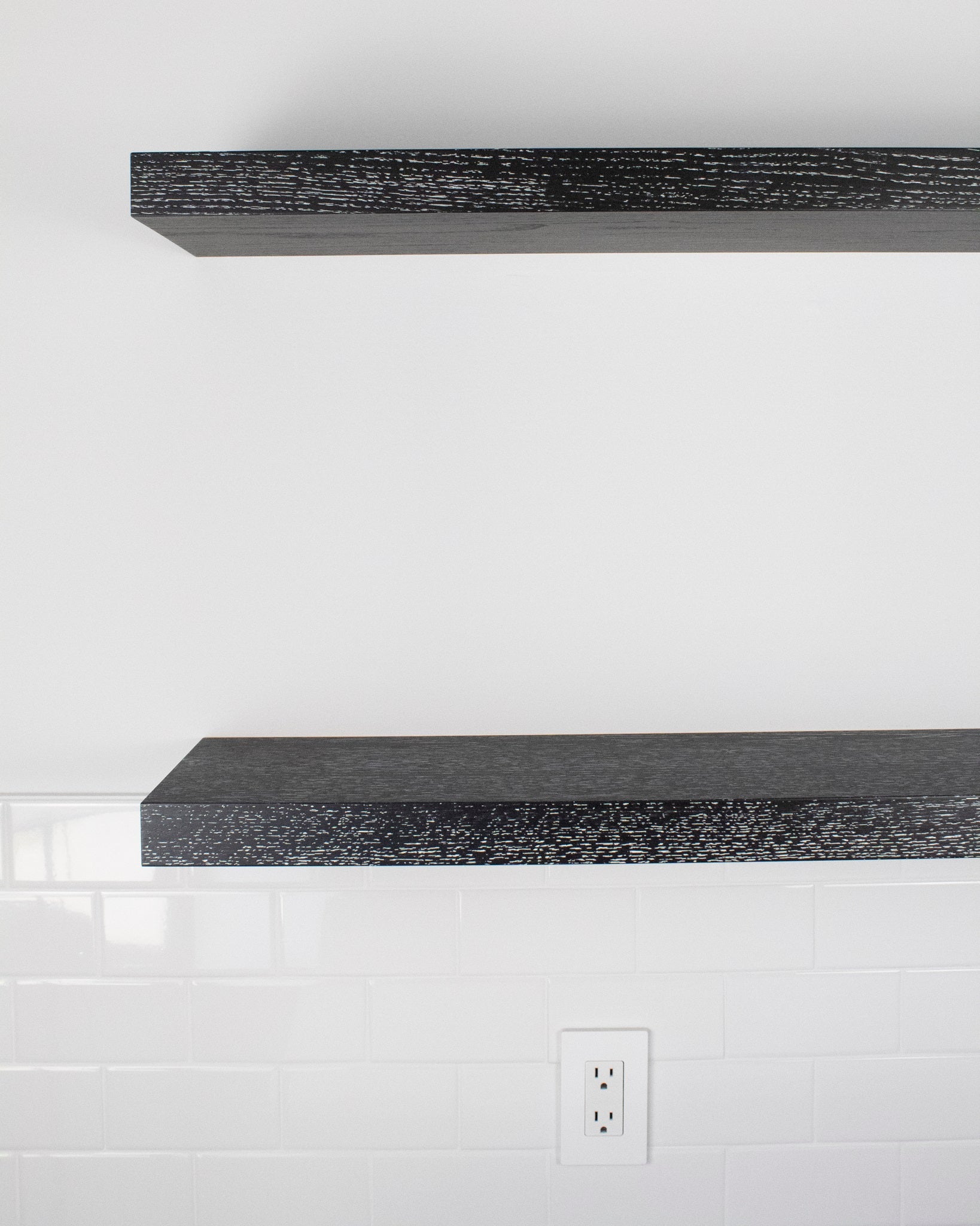 ebonized oak floating shelf front view