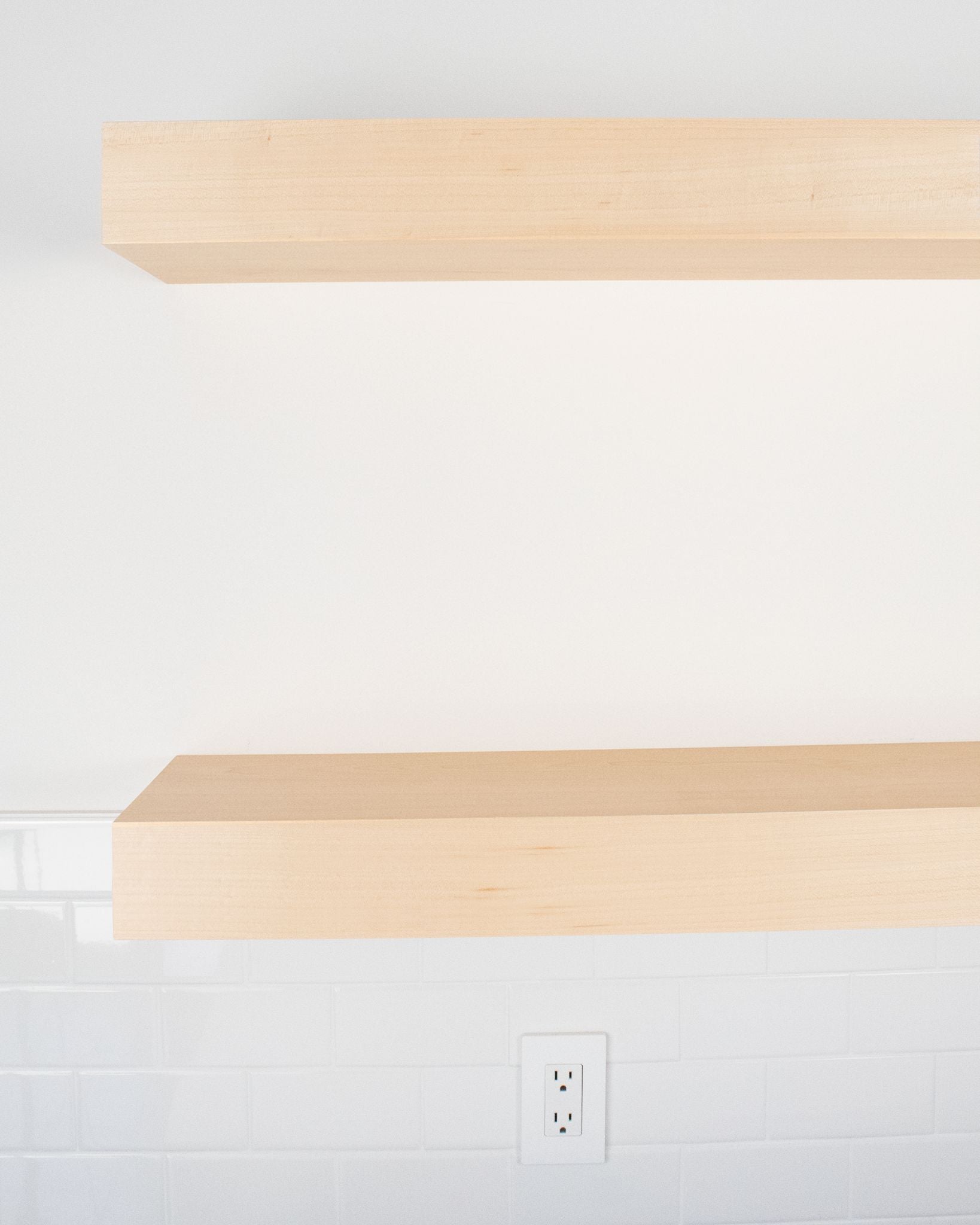 Maple Wood kitchen Floating Shelves 4 inch thick front view