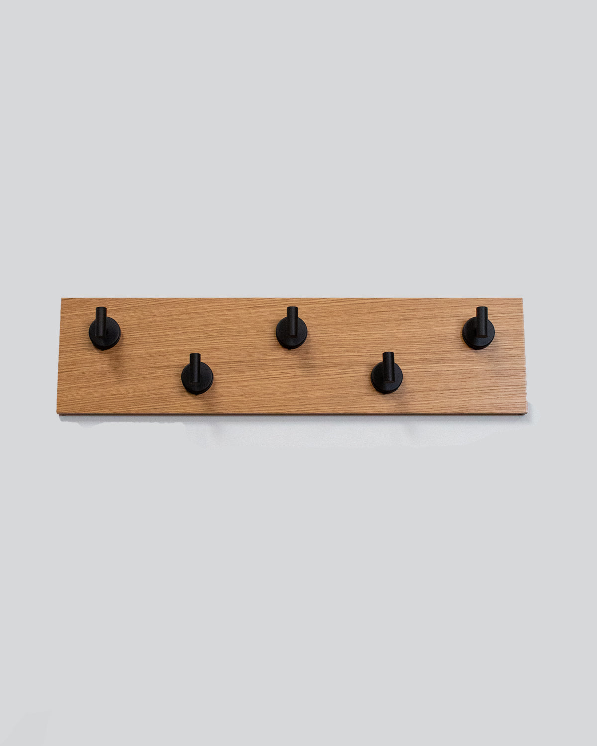 Rift white oak Wood wall hook rack 5 matte black hooks