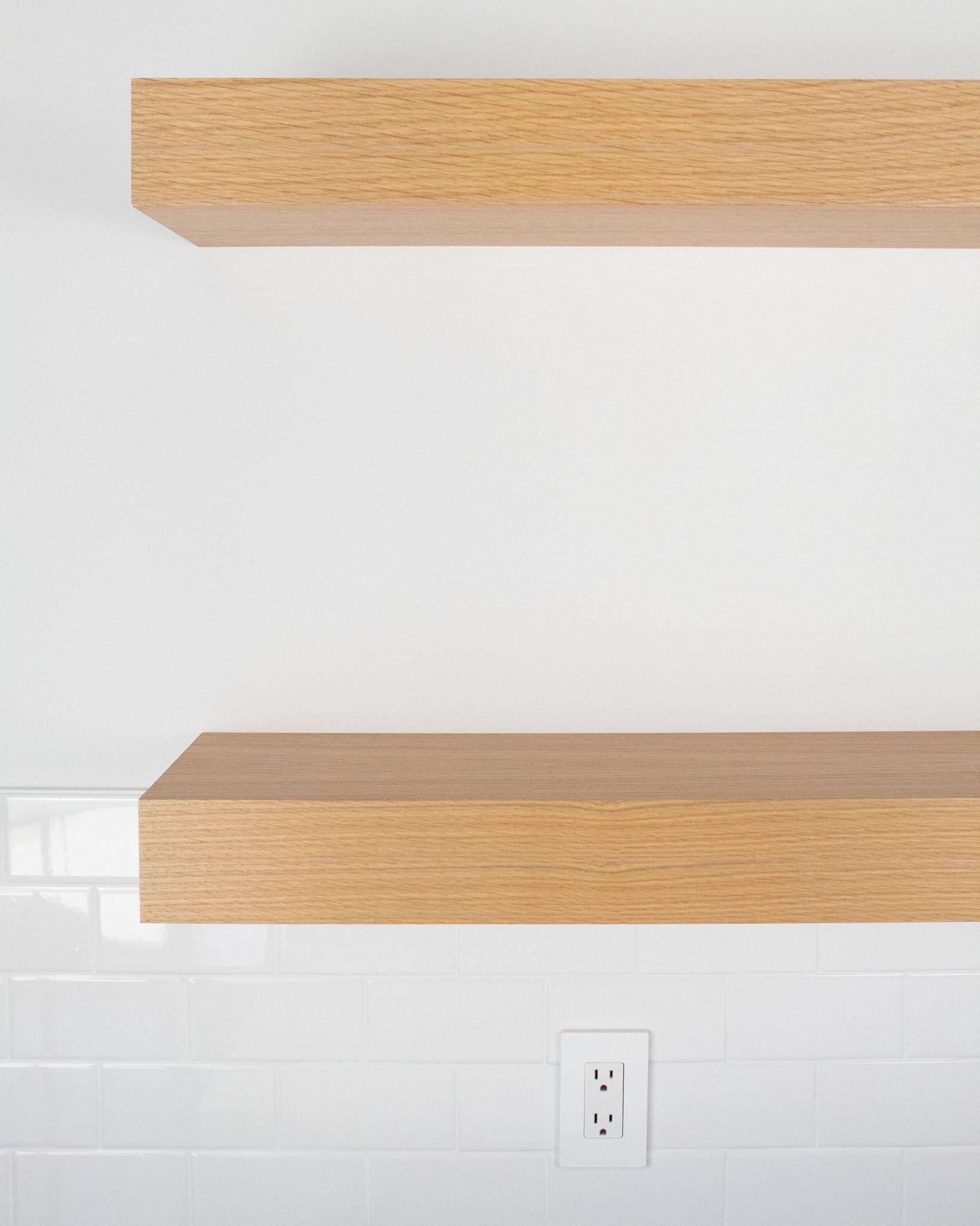 Rift white oak kitchen Floating Shelves 4 inch thick front view