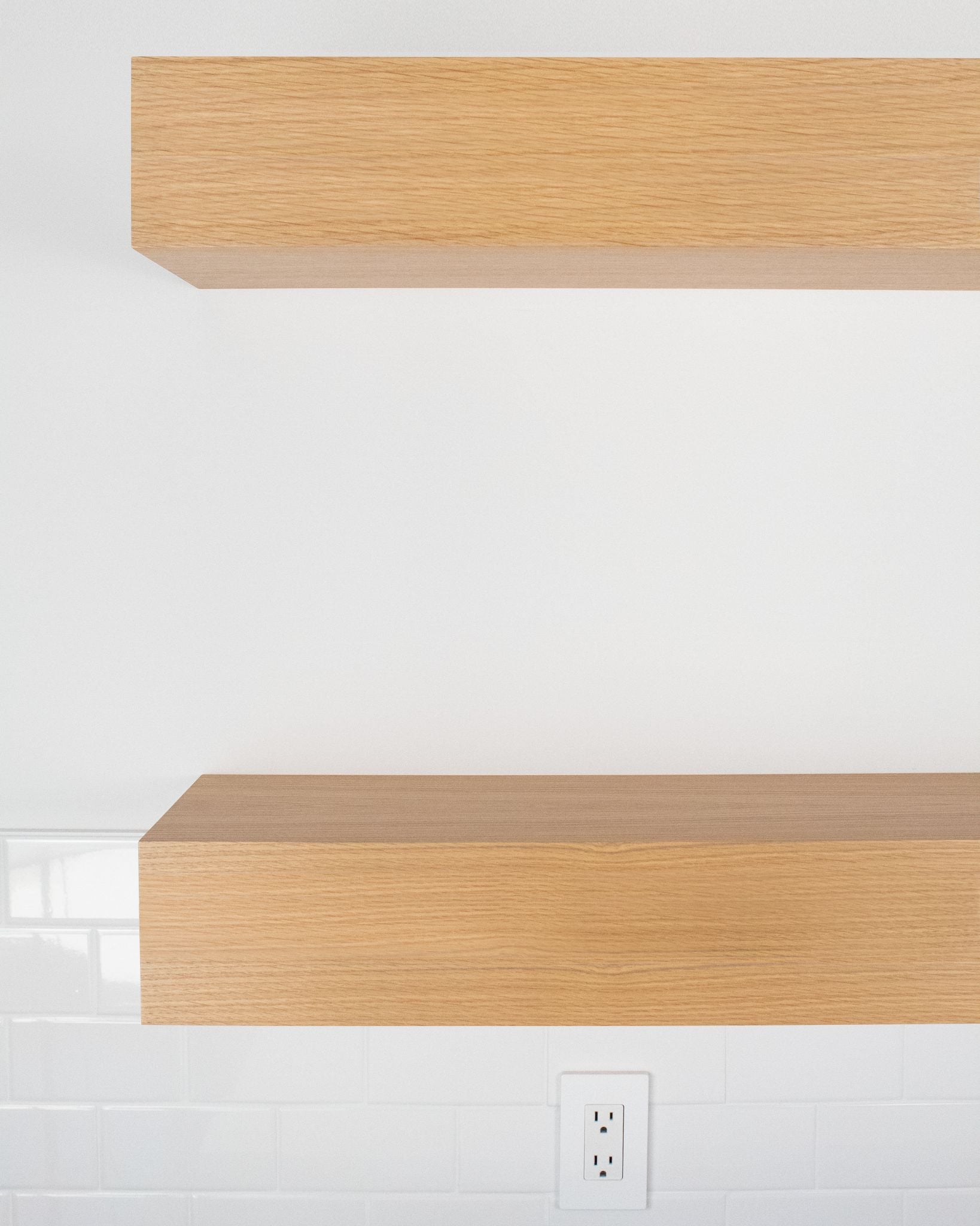 Rift white oak kitchen Floating Shelves 6 inch thick front view