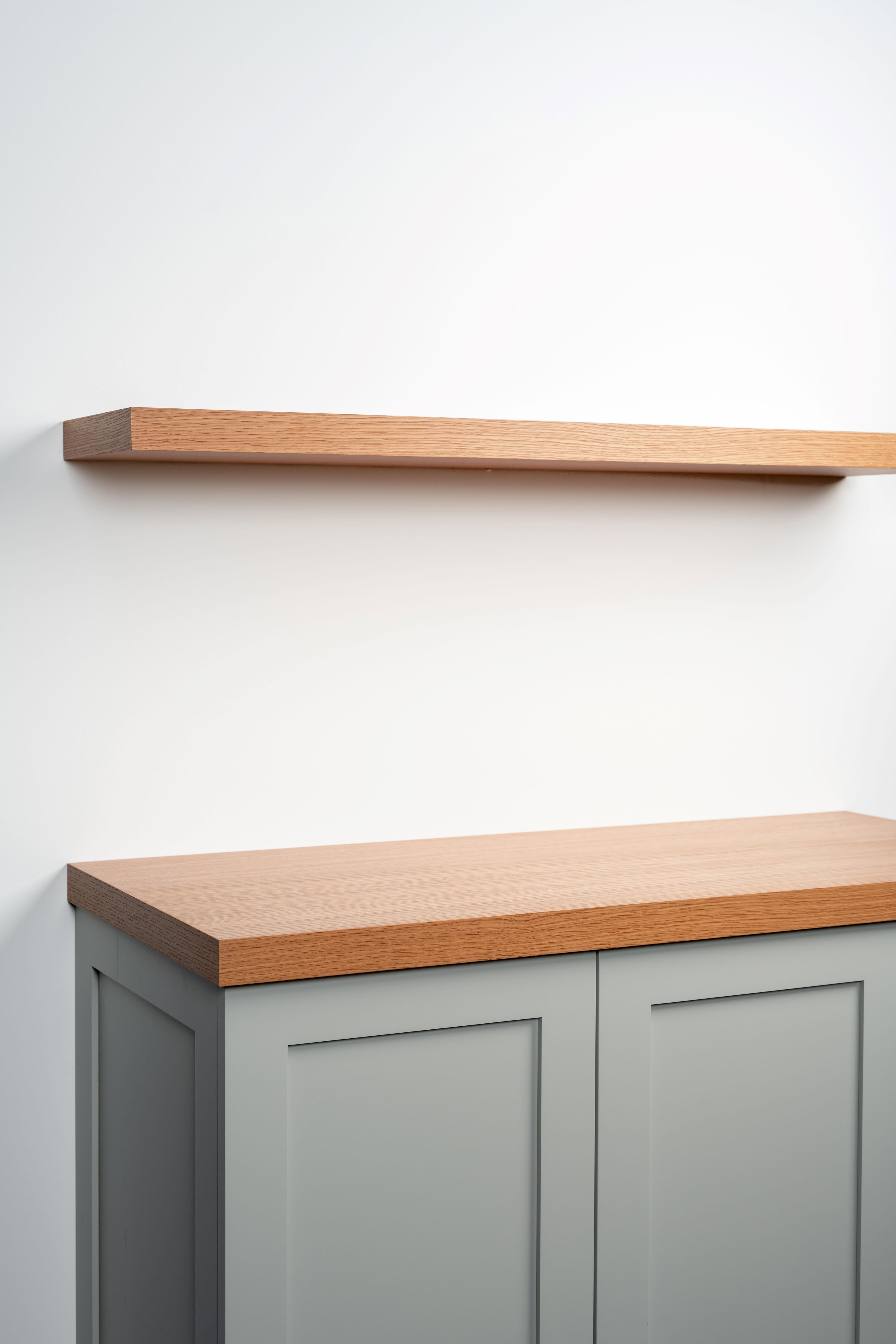 Rift white oak slab top angle view