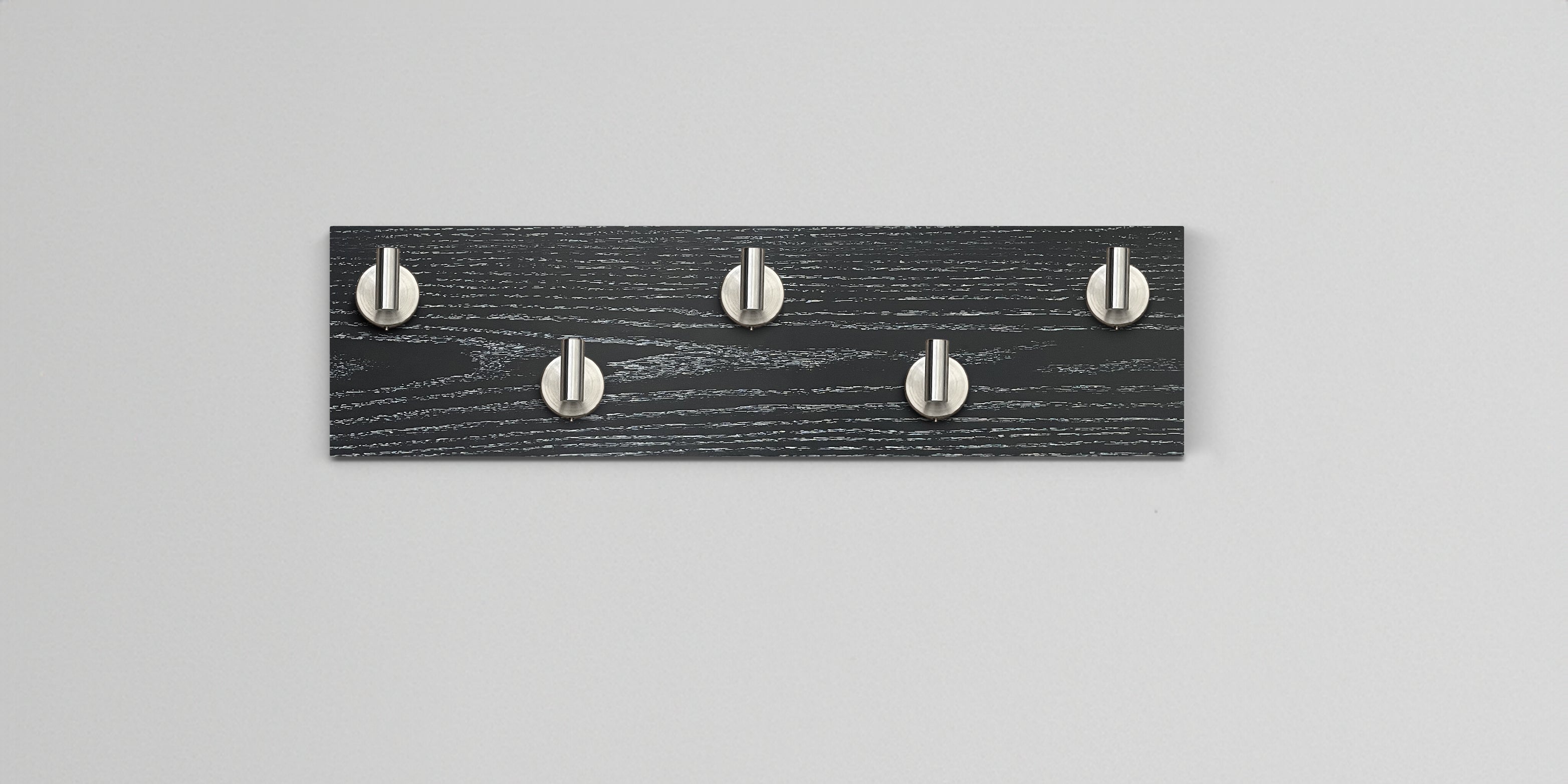 Ebonized Cerused Oak Hook Wall Rack