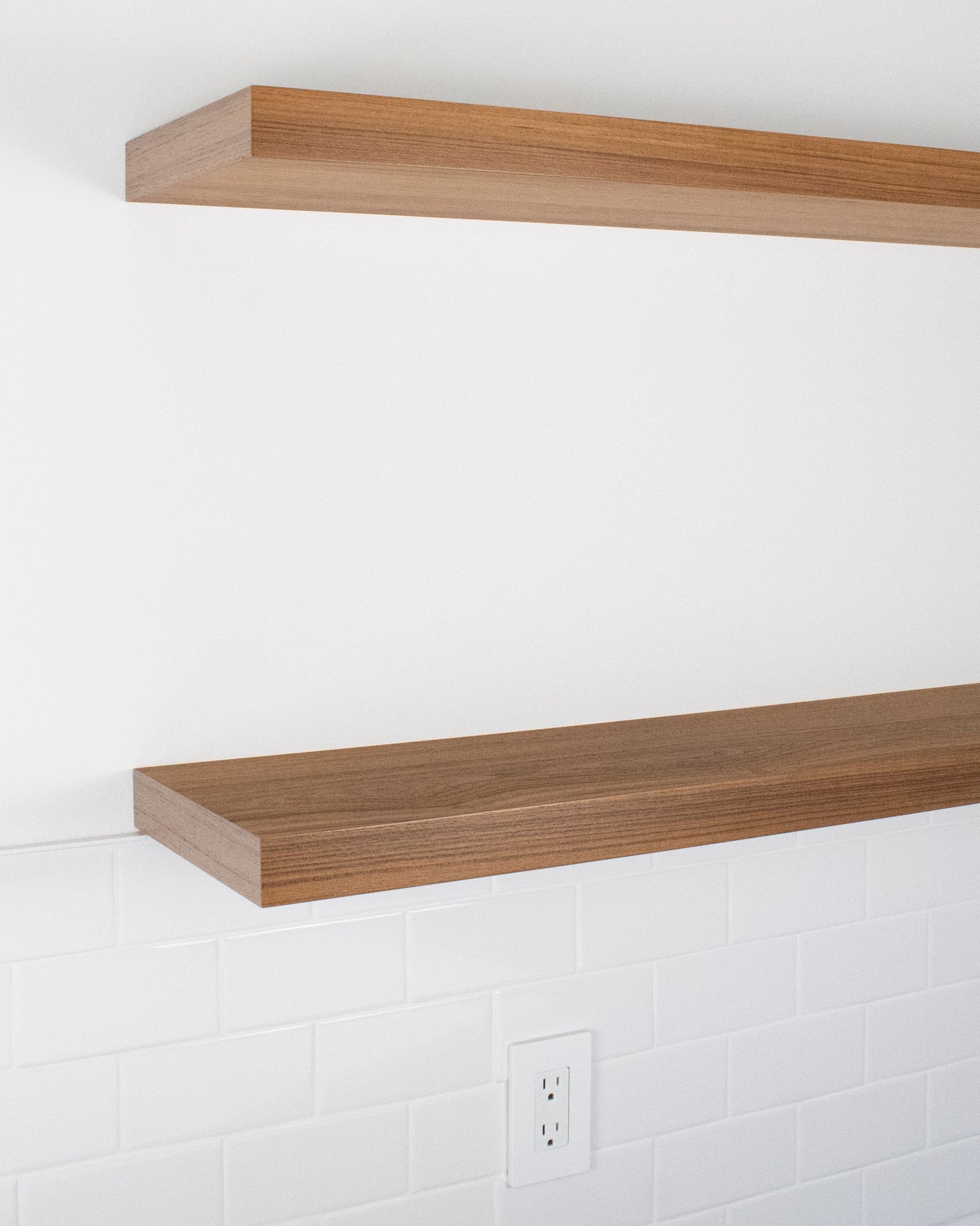 Teak Wood kitchen Floating Shelves 1.75 inch thick angle view