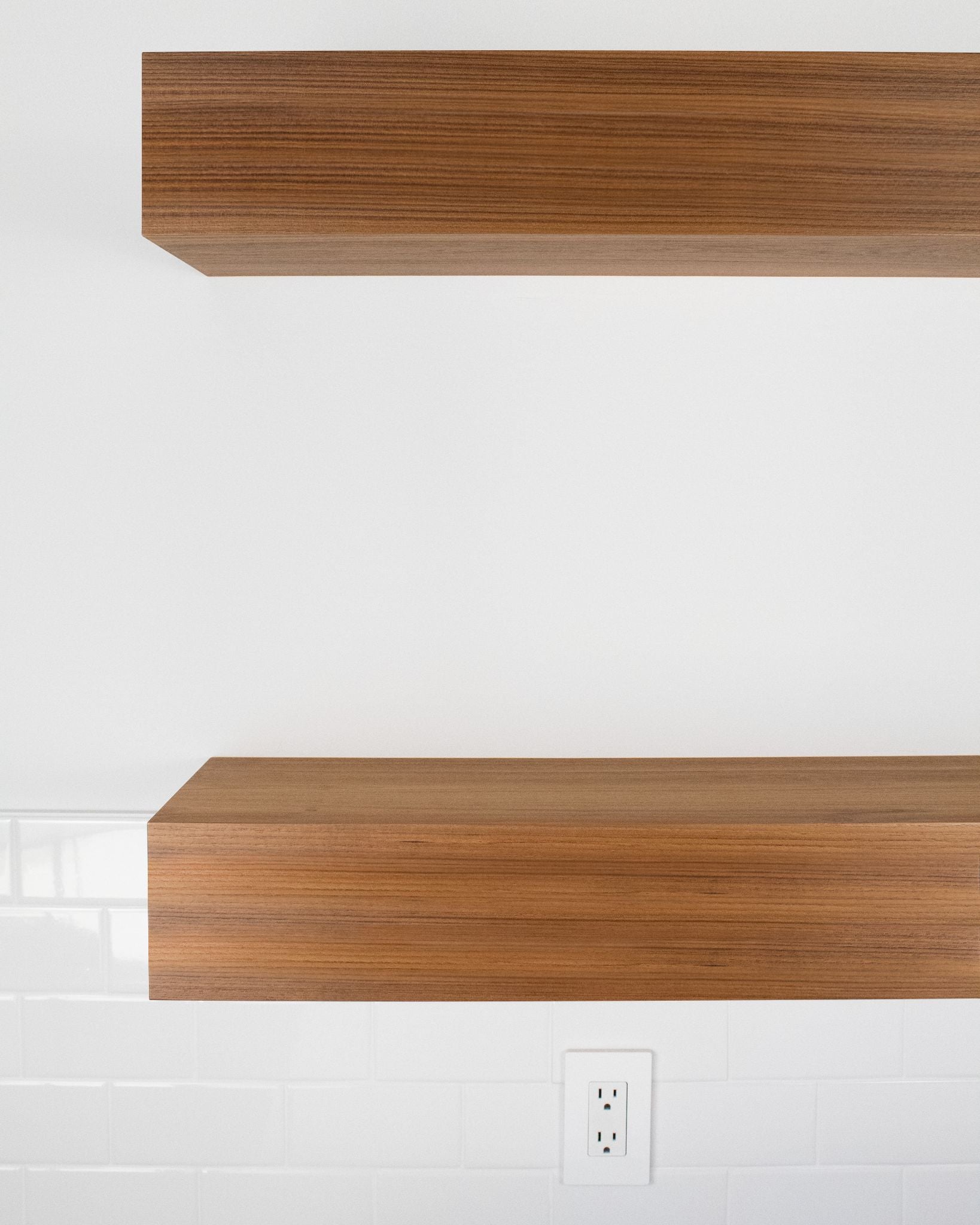 Teak Wood kitchen Floating Shelves 6 inch thick front view